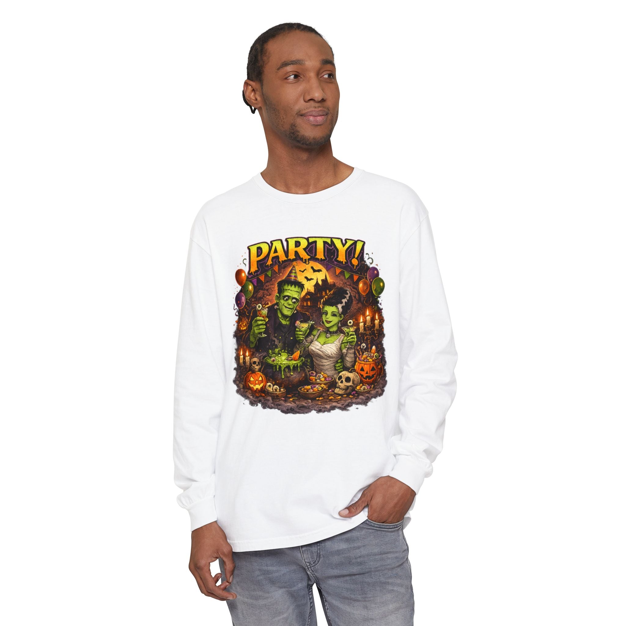 Mr. & Mrs. Frankenstein Halloween Monster Party Long Sleeve T-Shirt