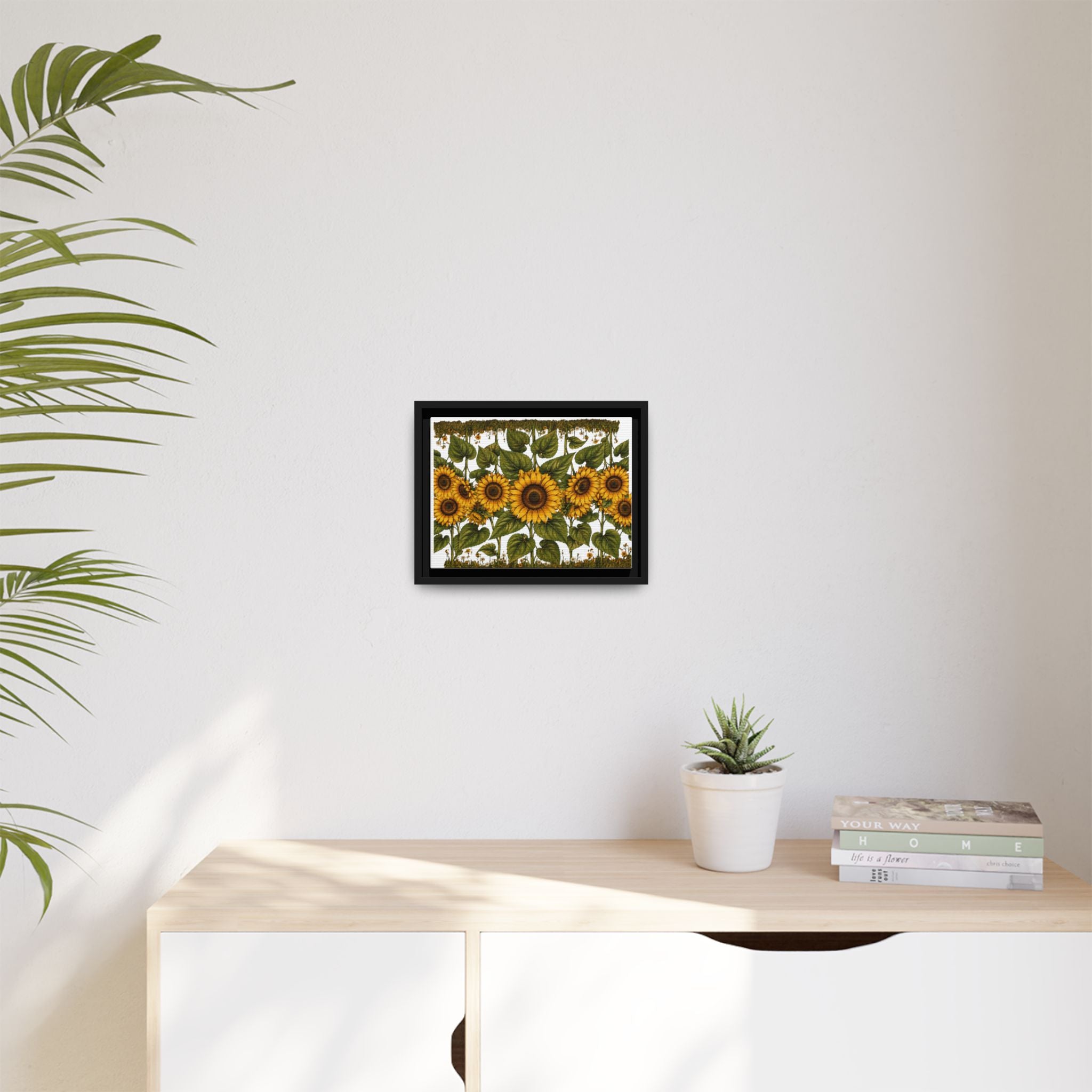 Framed Sunflower Canvas Print — Matte Floral Wall Art