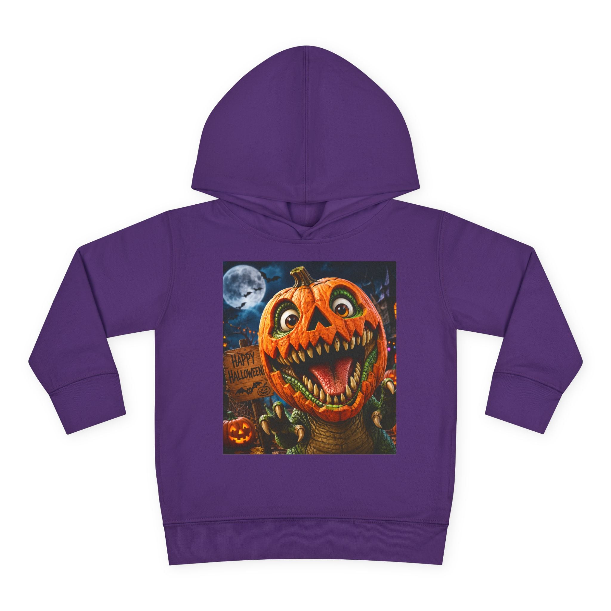 Halloween Toddler Hoodie — Dinosaur Creepy Jack-O'-Lantern Pumpkin Halloween Pullover