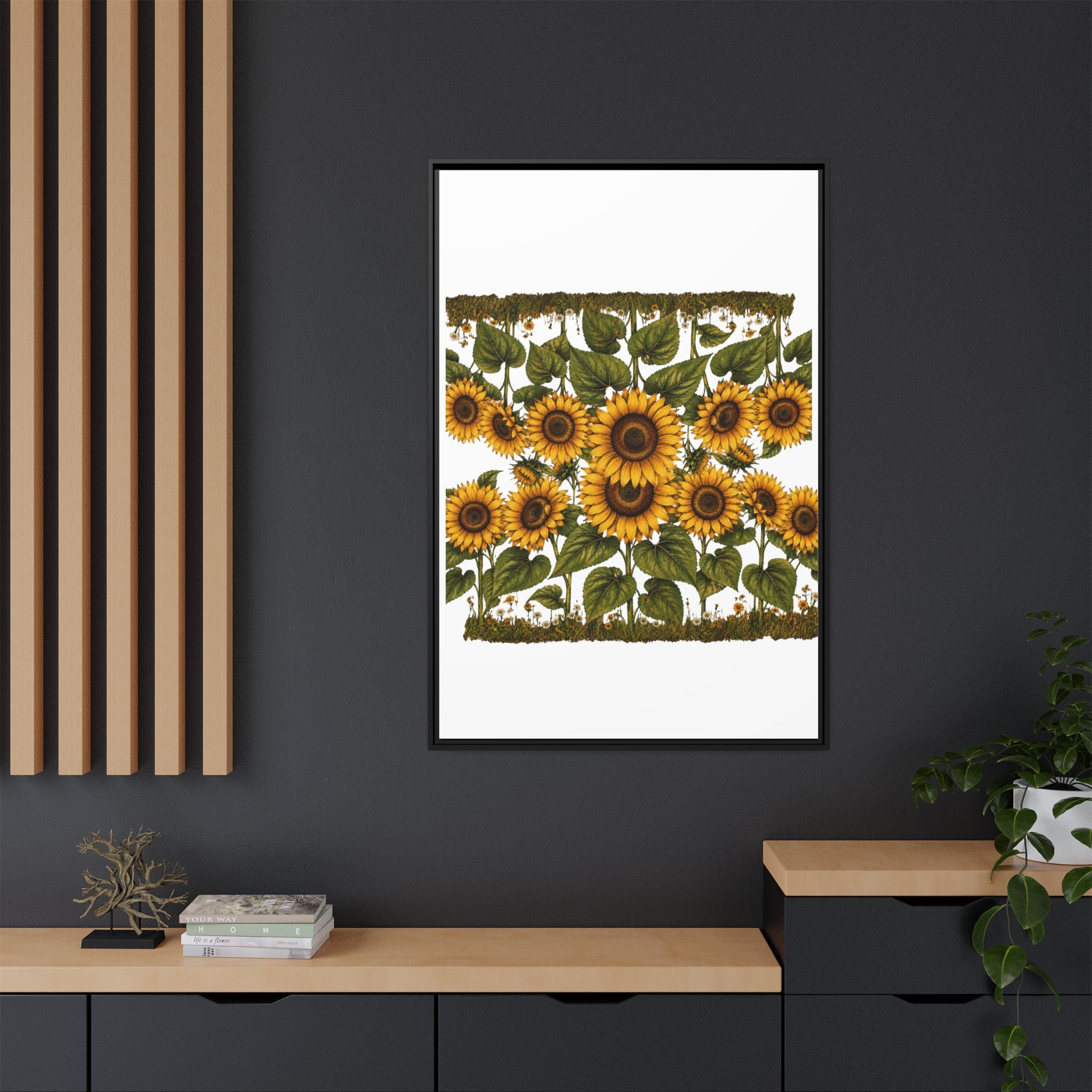 Framed Sunflower Canvas Print — Matte Floral Wall Art