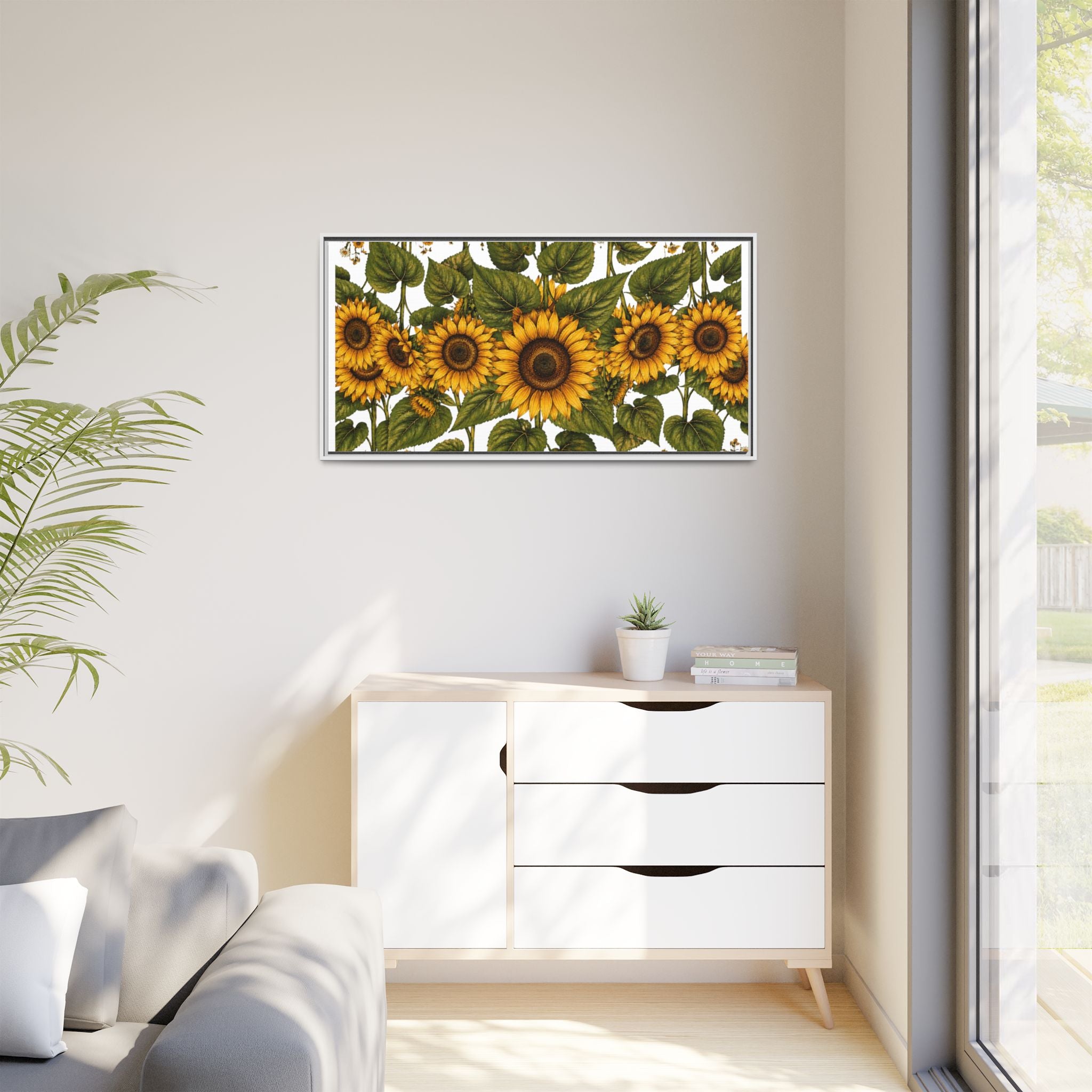 Framed Sunflower Canvas Print — Matte Floral Wall Art