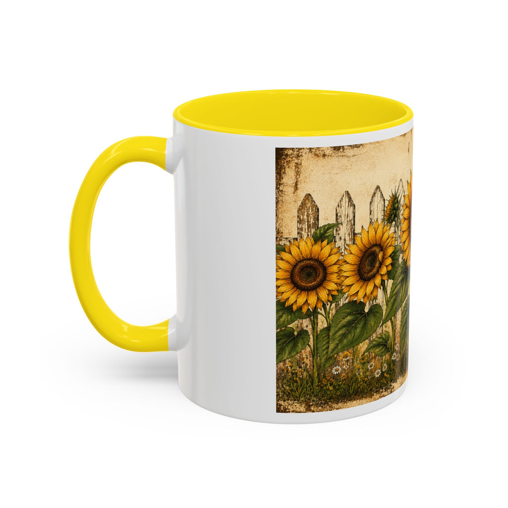 Sunflower Garden Coffee Mug — Vintage Farmhouse Floral Accent Mug