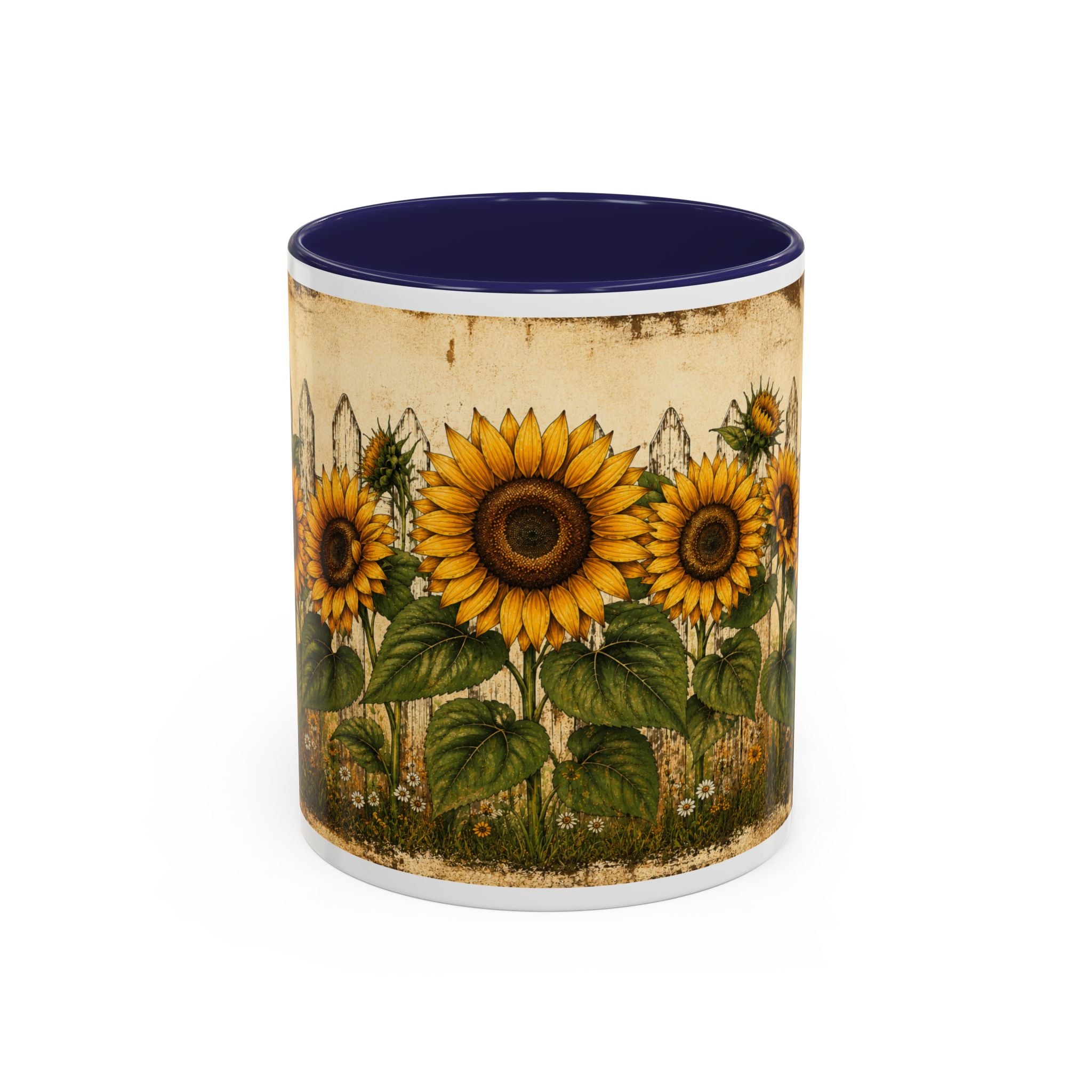 Sunflower Garden Coffee Mug — Vintage Farmhouse Floral Accent Mug