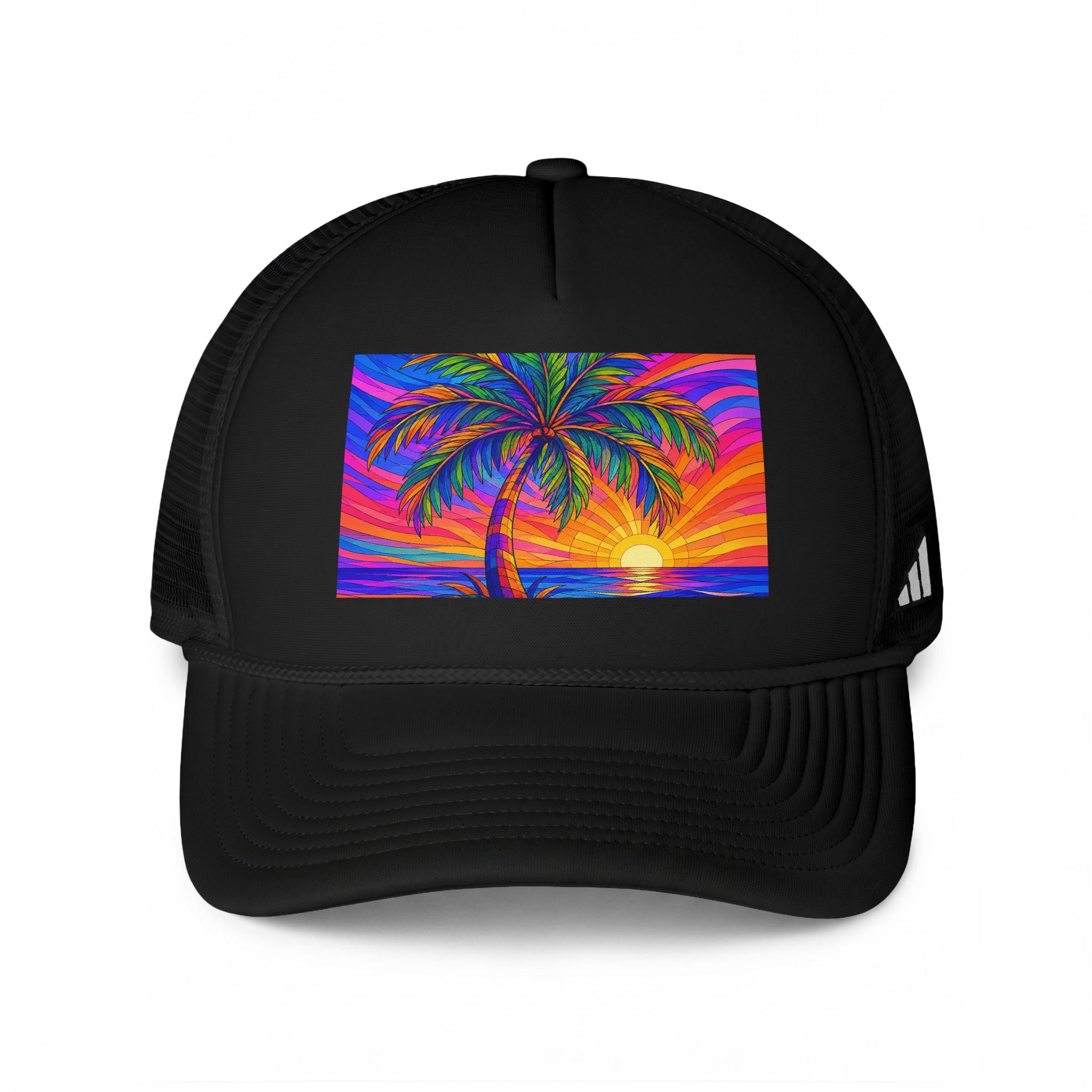 Trucker Cap — Vibrant Sunset Palm Beach Hat