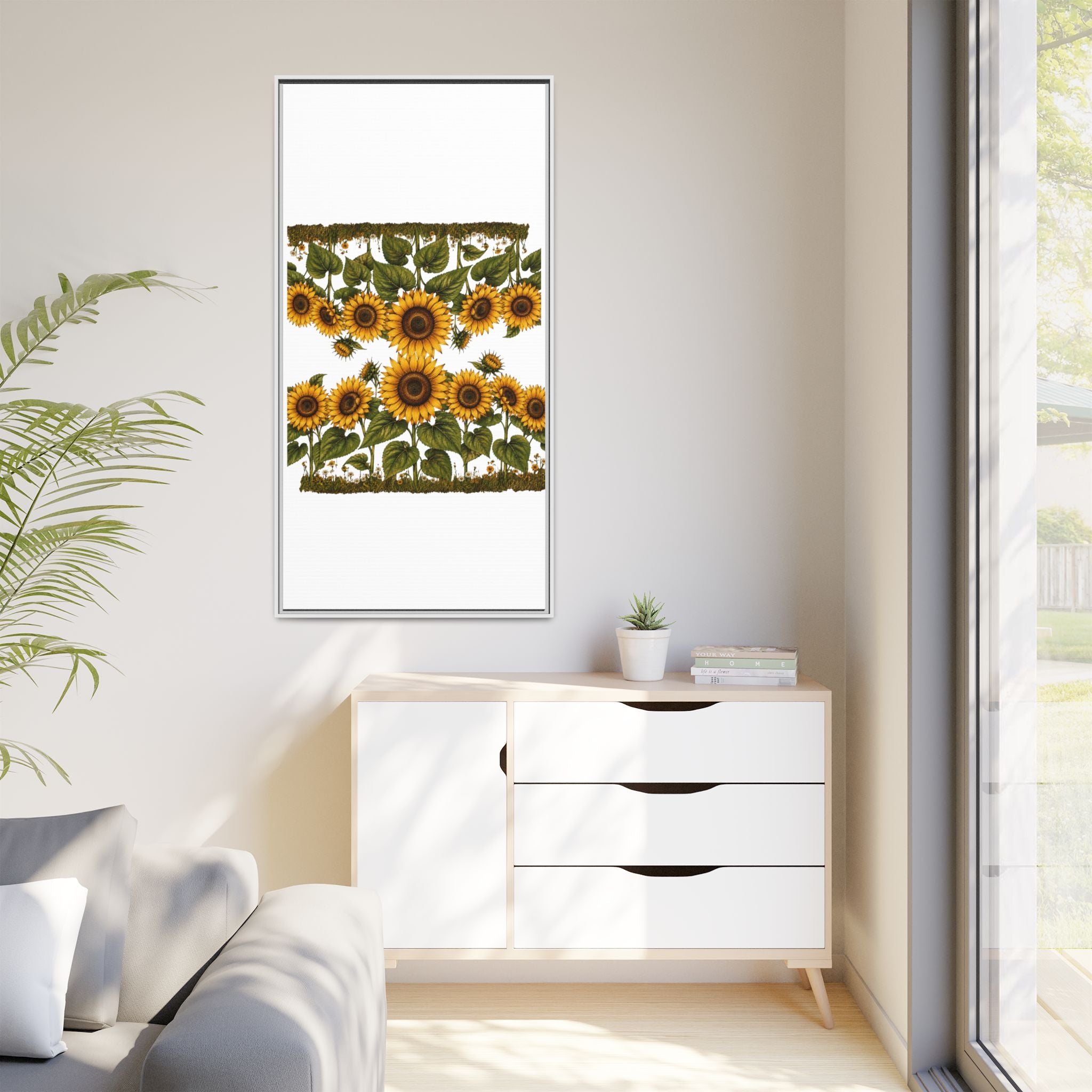 Framed Sunflower Canvas Print — Matte Floral Wall Art