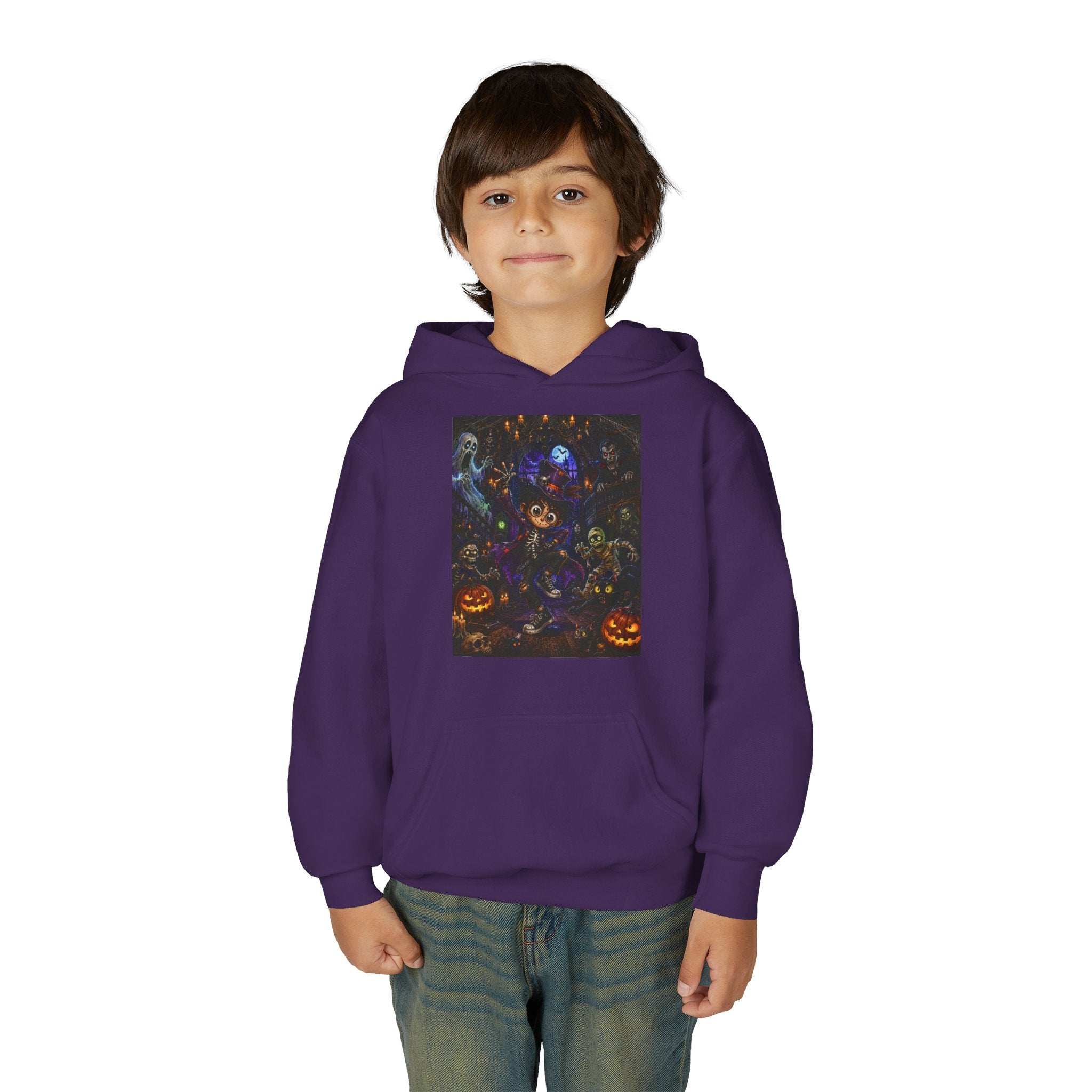 Youth Hoodie - Spooky Magician Halloween Jack-o'-Lantern Galaxy Design
