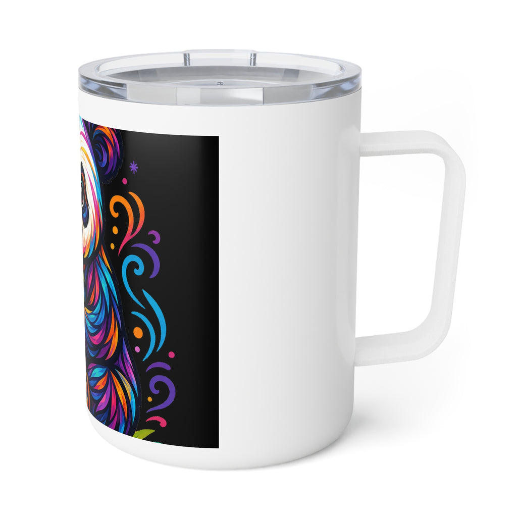 Colorful Panda Insulated Coffee Mug — 10oz Cute Bamboo Wildlife Travel Tumbler