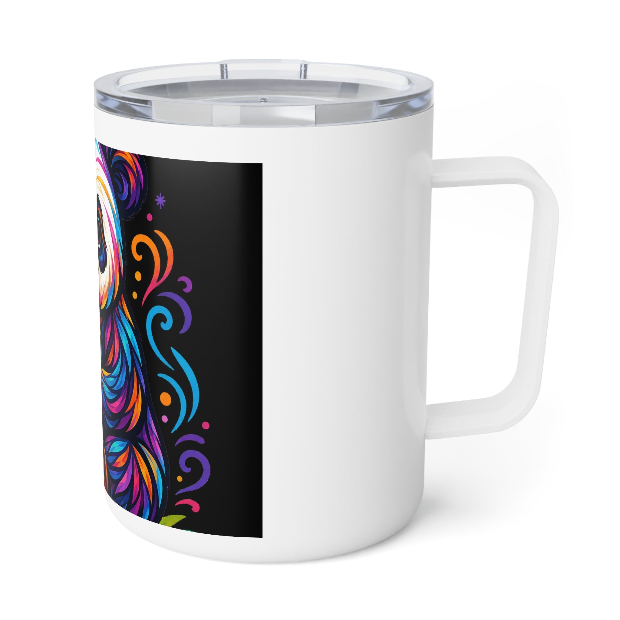Colorful Panda Insulated Coffee Mug — 10oz Cute Bamboo Wildlife Travel Tumbler