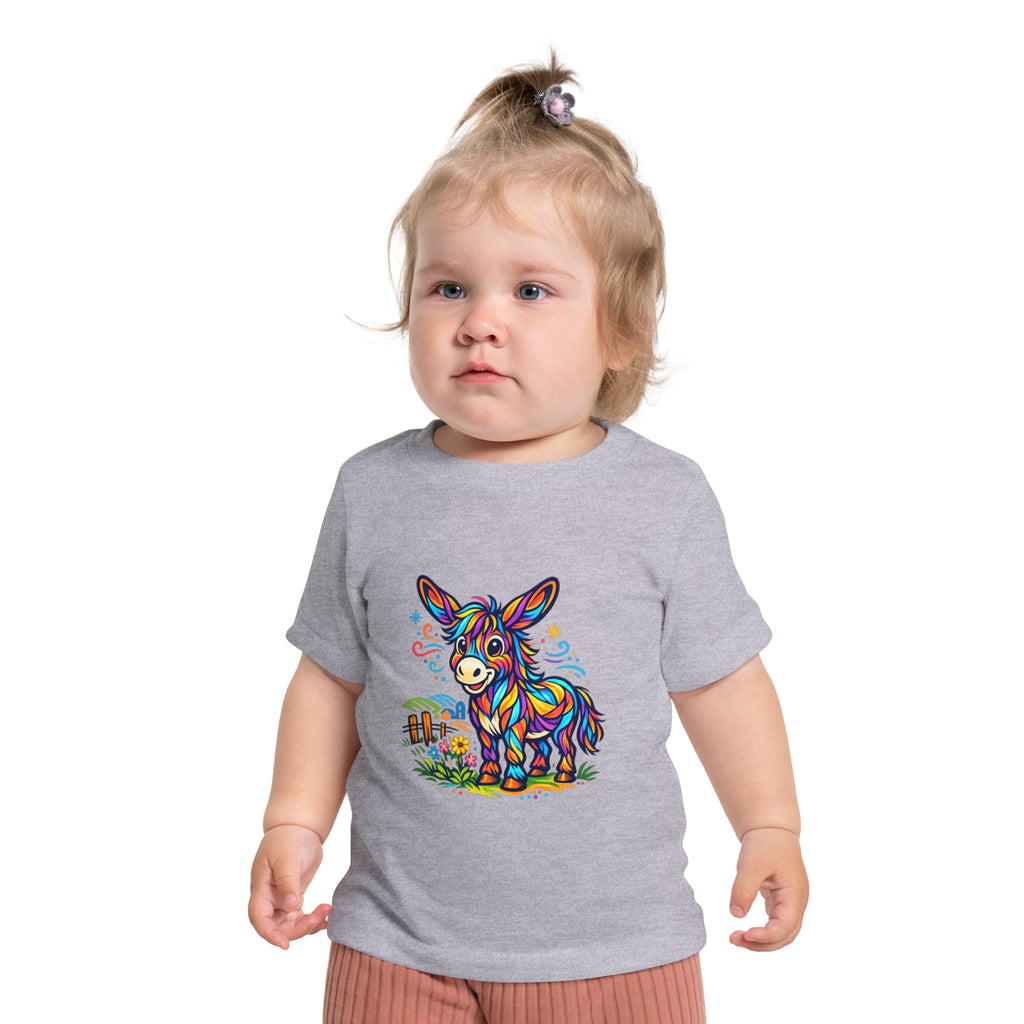 Baby T-Shirt — Colorful Rainbow Donkey Cute Farm Animal Tee for Infants