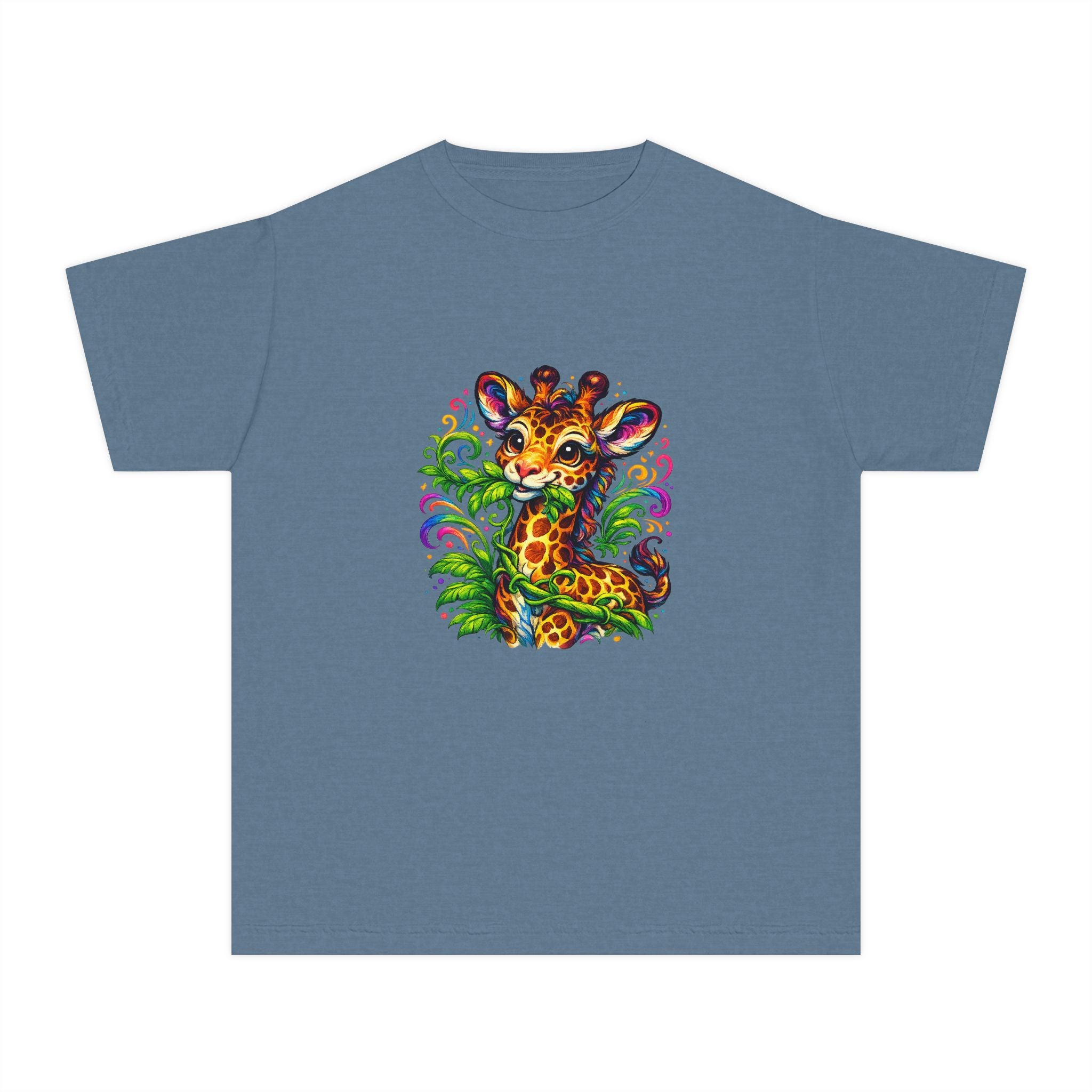 Cute Colorful Giraffe Kids T-Shirt — Playful Jungle Animal Tee for Toddlers & Children