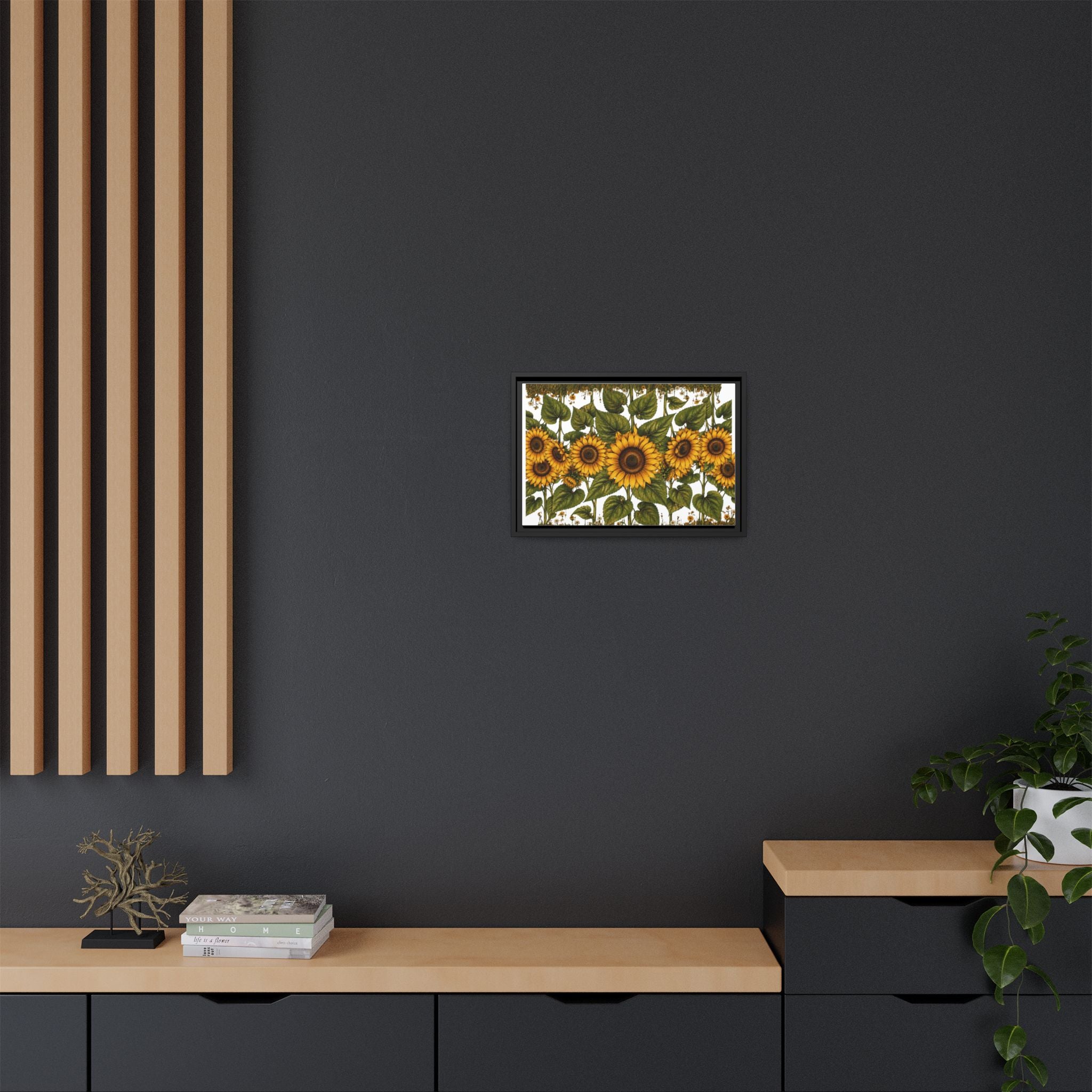 Framed Sunflower Canvas Print — Matte Floral Wall Art