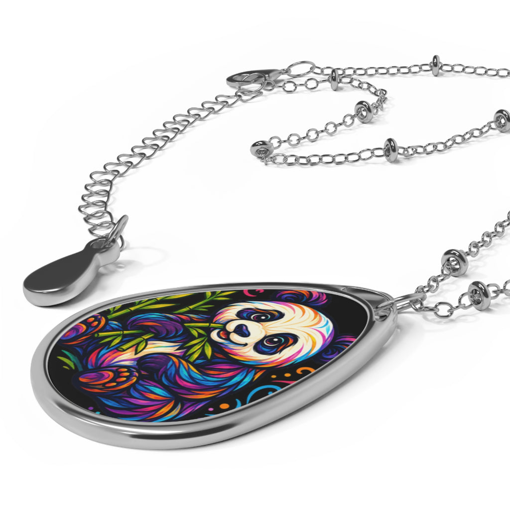 Colorful Sloth Oval Necklace — Cute Rainbow Sloth Teardrop Pendant