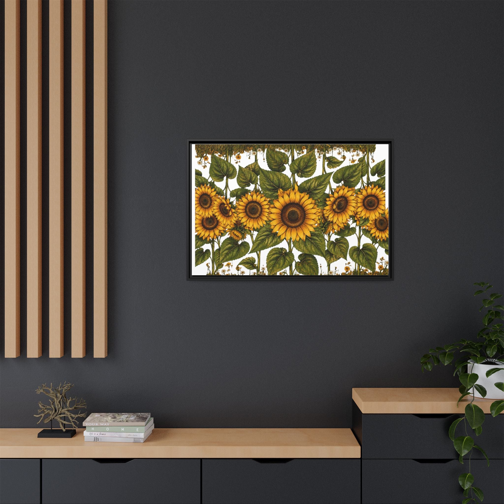Framed Sunflower Canvas Print — Matte Floral Wall Art