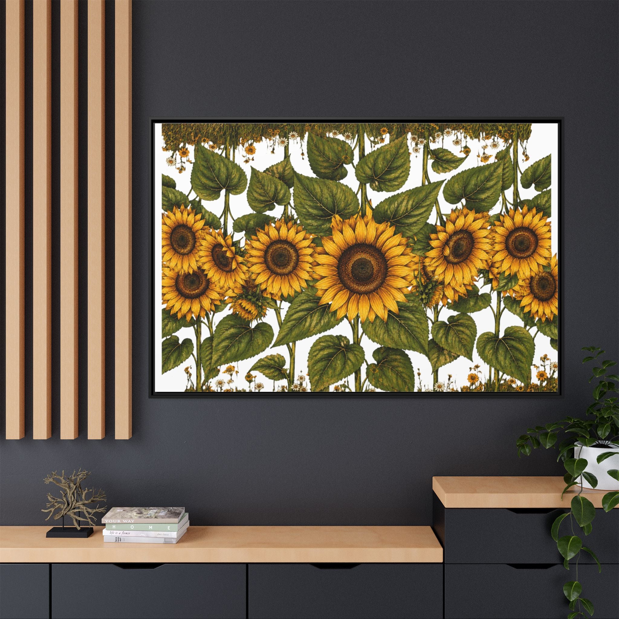 Framed Sunflower Canvas Print — Matte Floral Wall Art