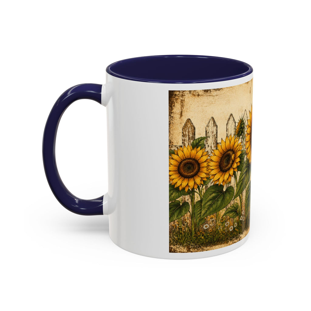 Sunflower Garden Coffee Mug — Vintage Farmhouse Floral Accent Mug