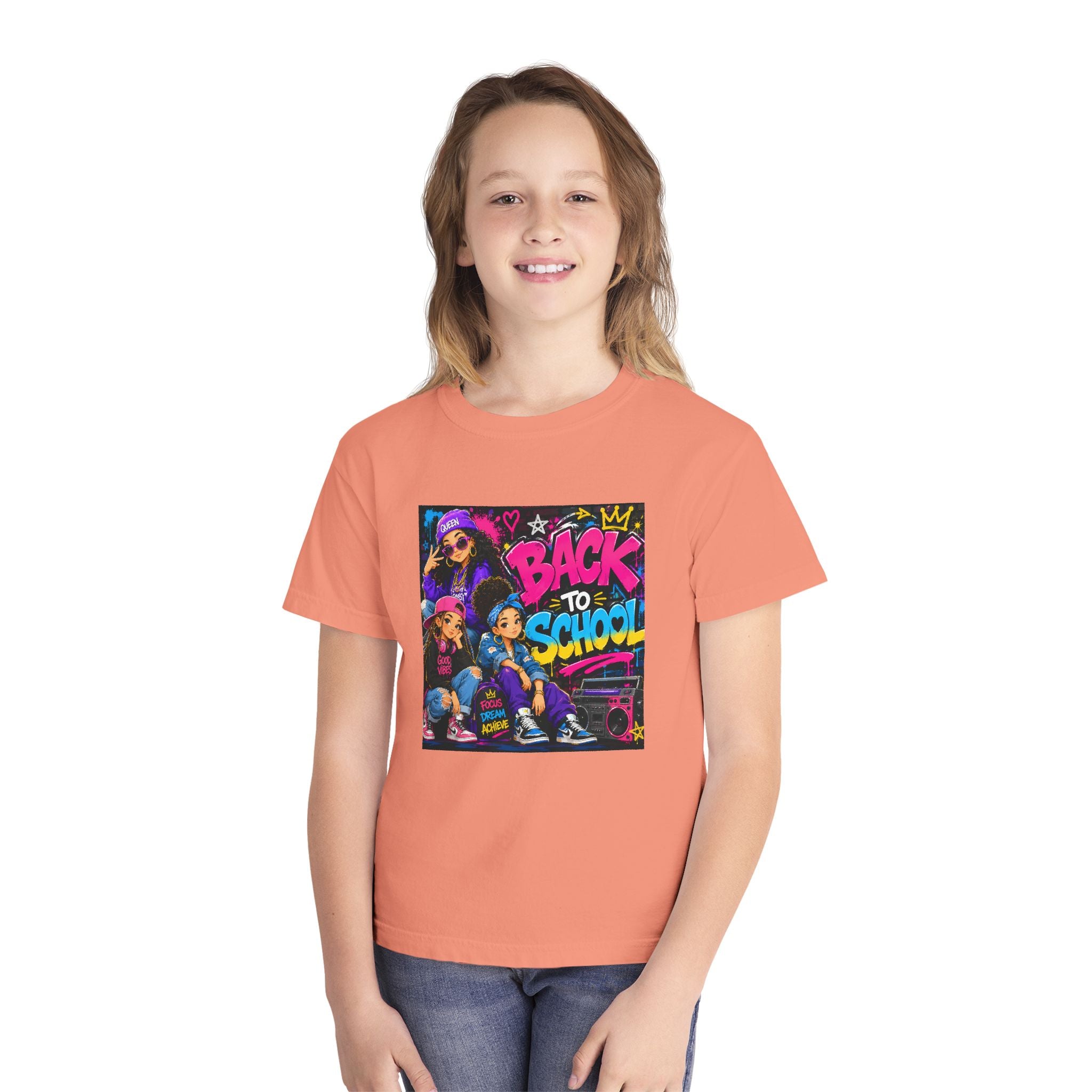 Back to School Youth Tee — Retro Hip-Hop Graphic with Custom Name