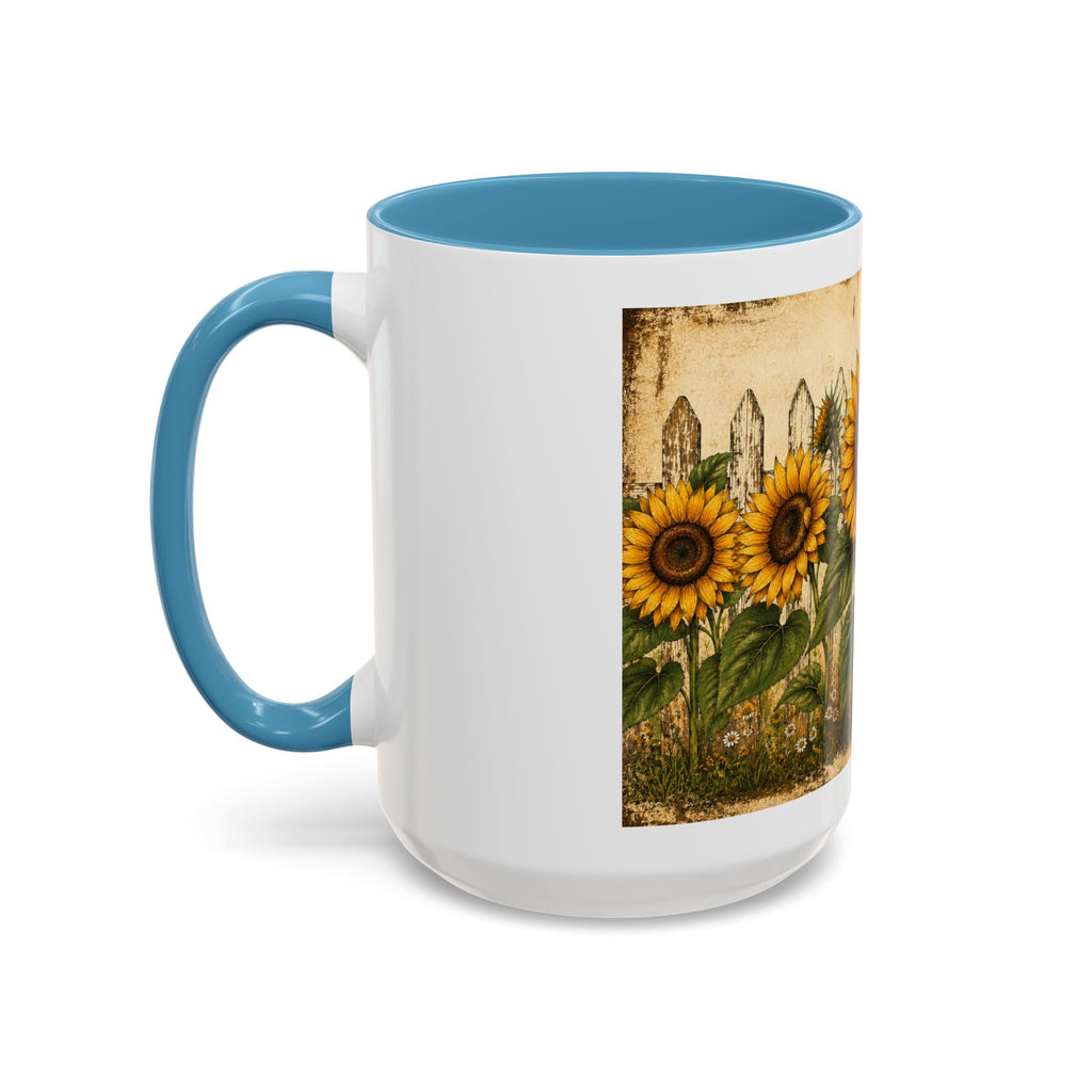 Sunflower Garden Coffee Mug — Vintage Farmhouse Floral Accent Mug