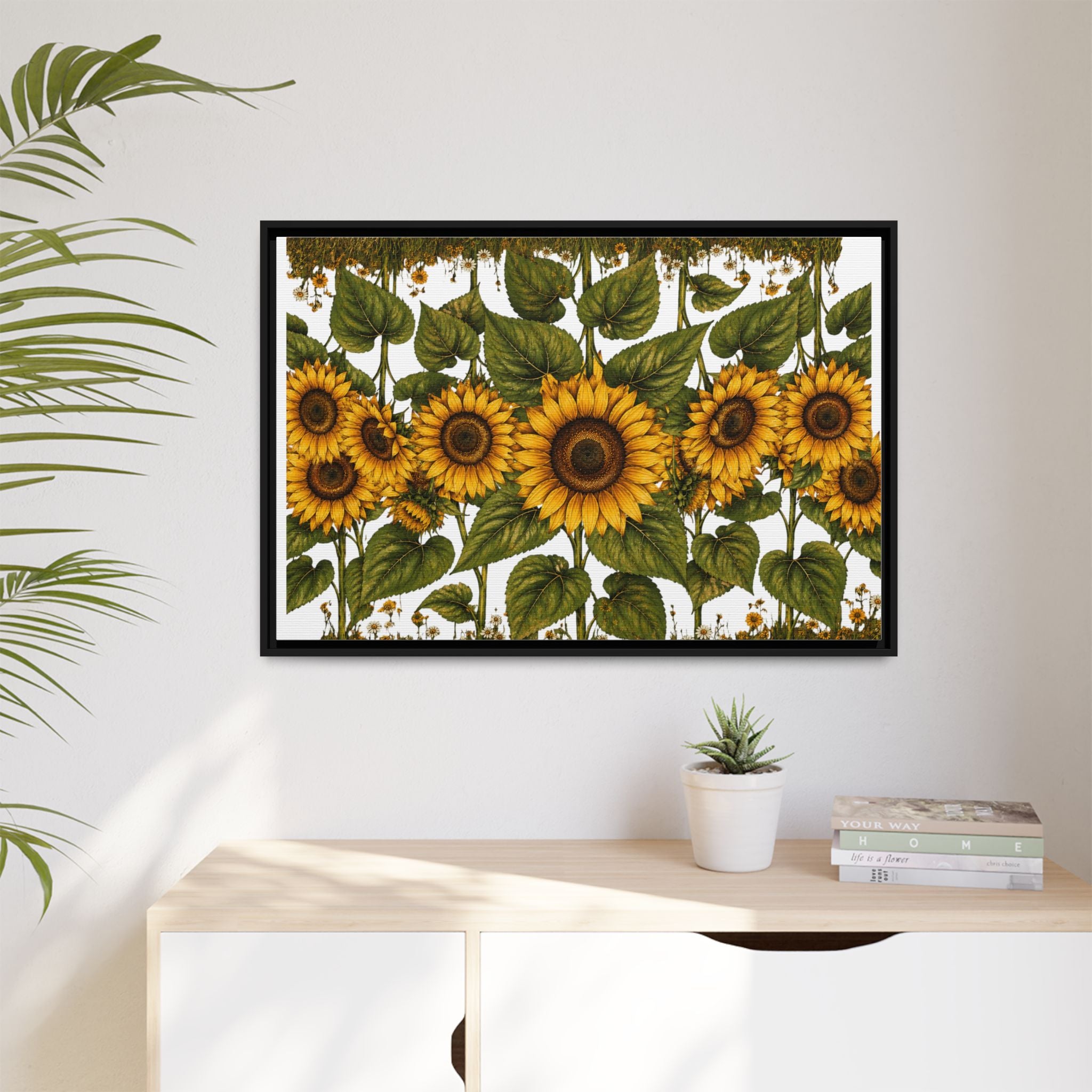 Framed Sunflower Canvas Print — Matte Floral Wall Art