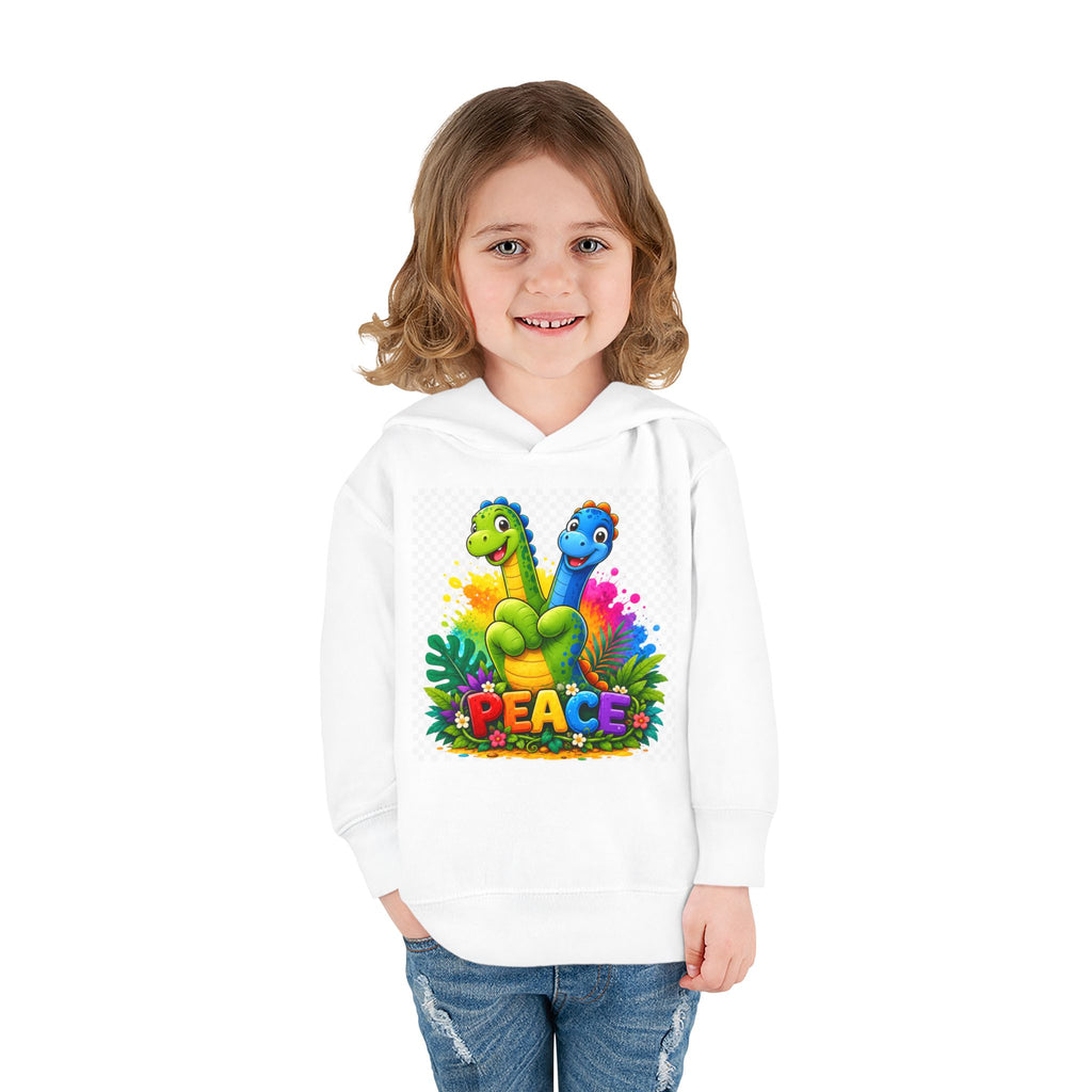 Toddler Hoodie — Colorful Peace Dinosaurs Graphic Pullover