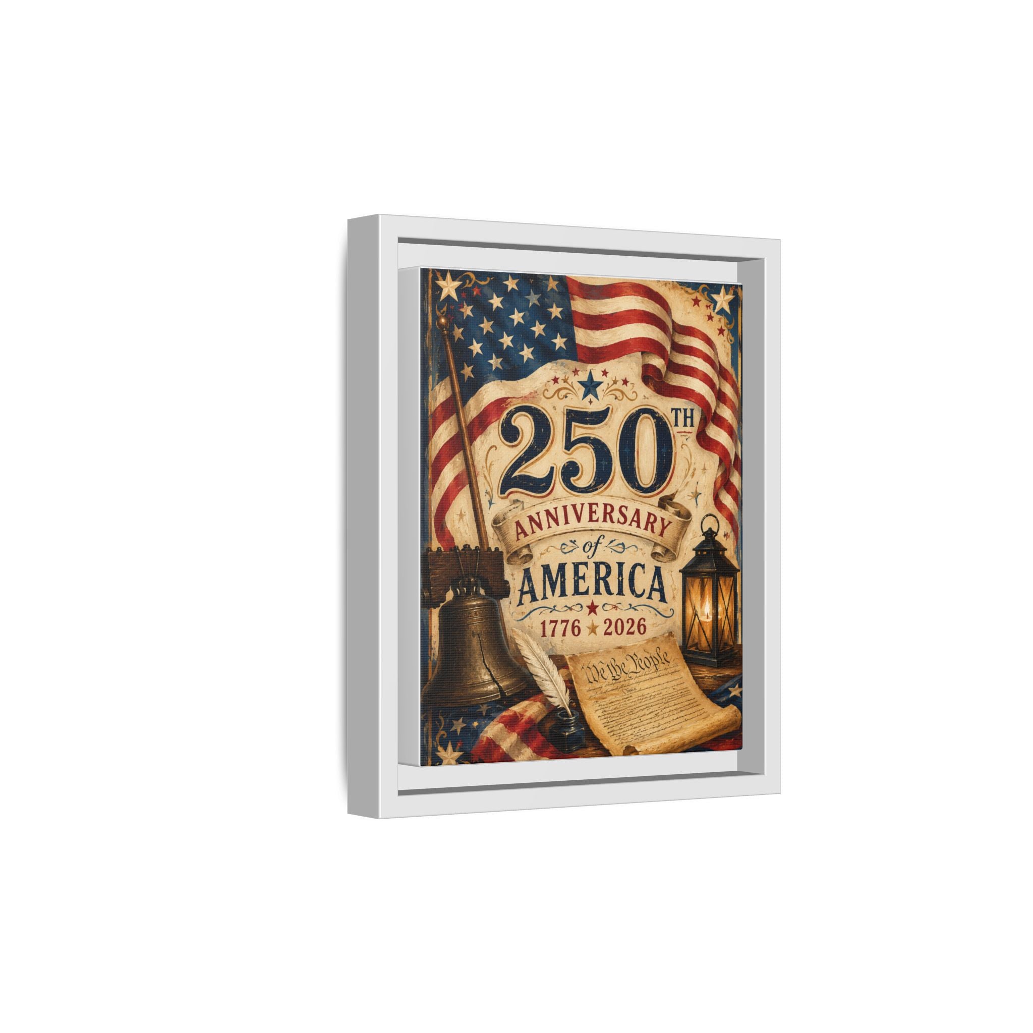 250th Anniversary of America Framed Canvas Print — Patriotic 1776–2026 Wall Art