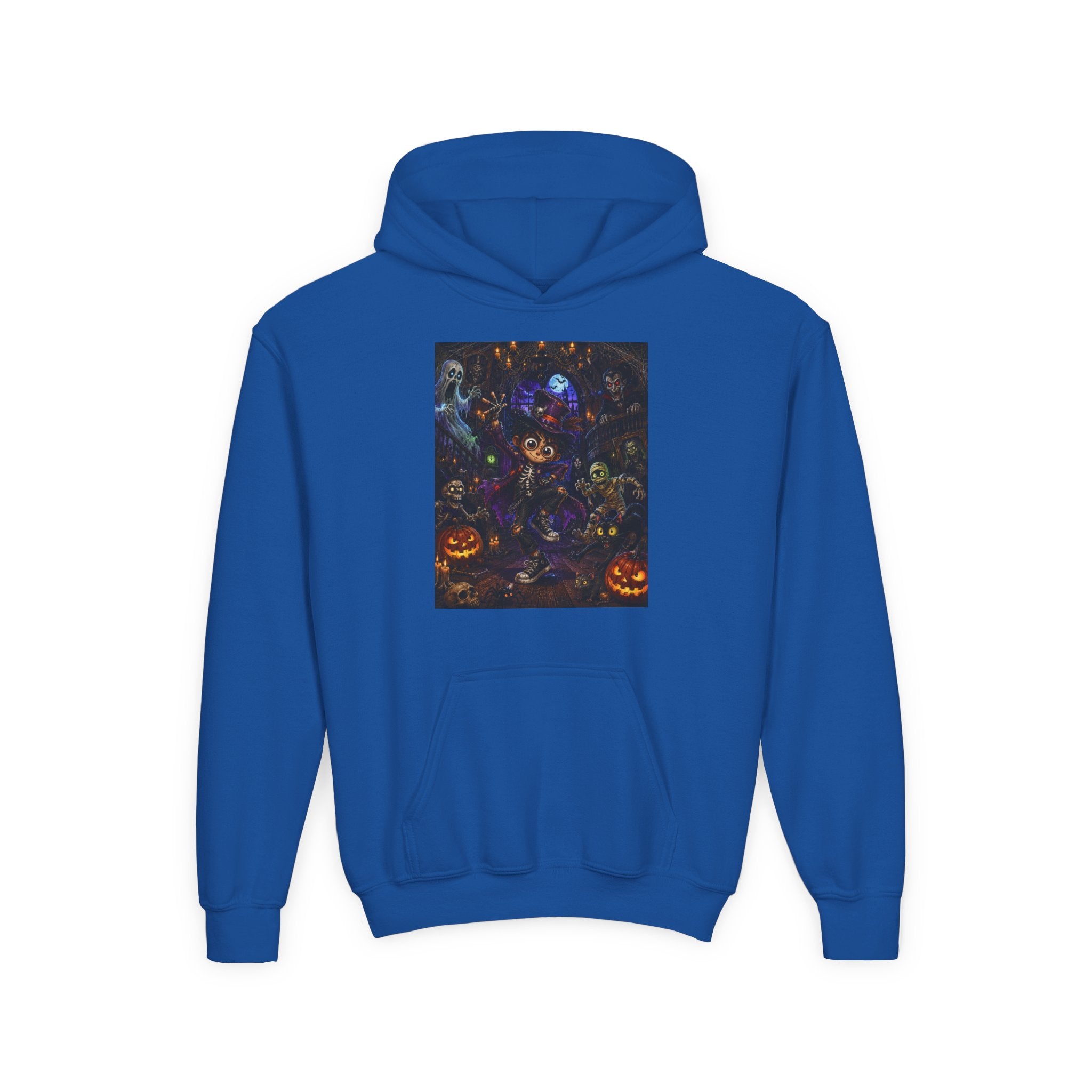 Youth Hoodie - Spooky Magician Halloween Jack-o'-Lantern Galaxy Design