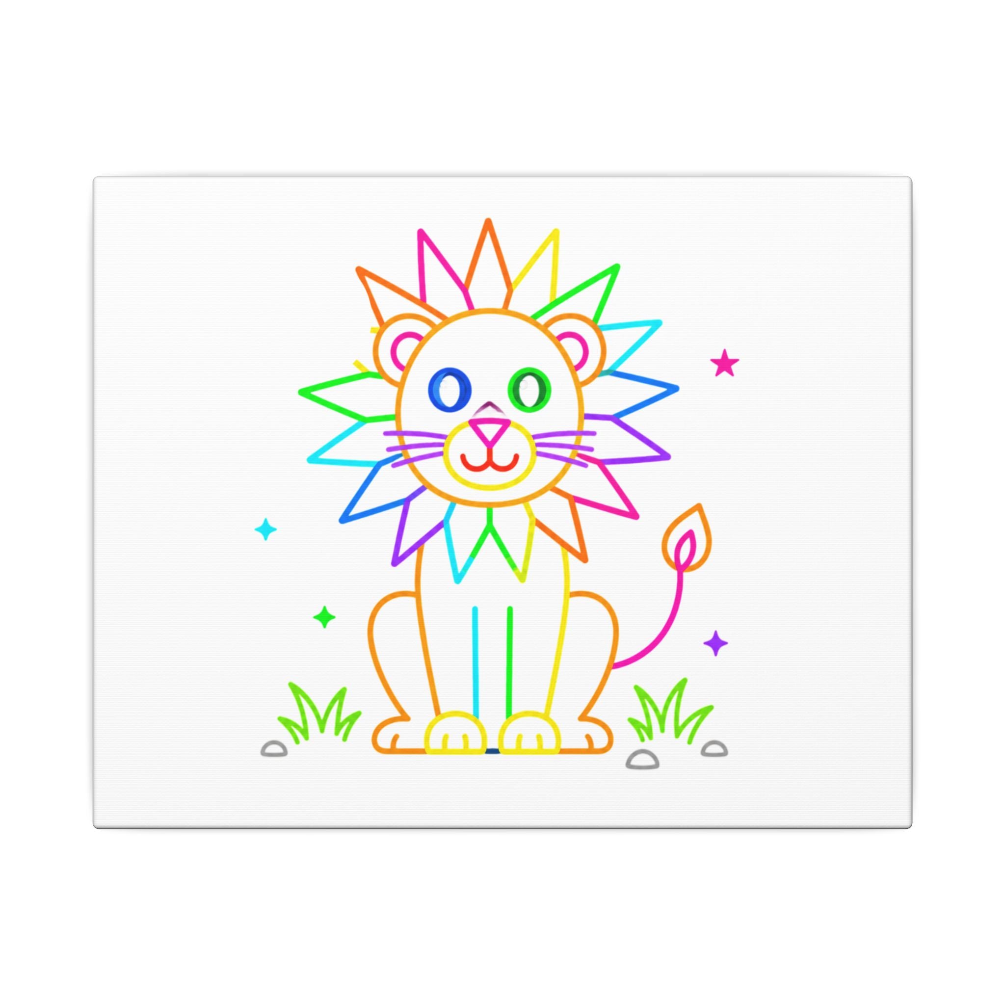 Rainbow Lion Canvas Art — Cute Kids Wall Decor