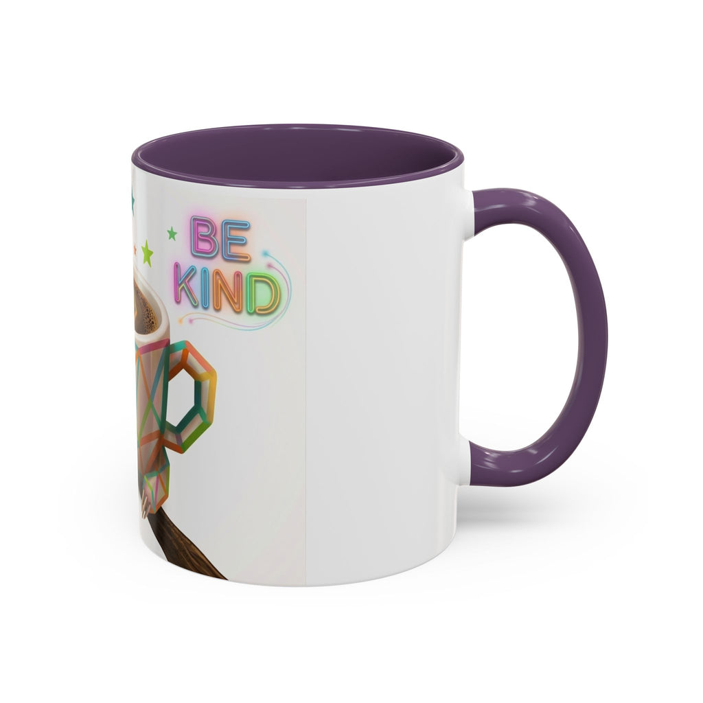 Be Kind Sloth Coffee Mug — Colorful Accent Ceramic Cup (11/15oz)