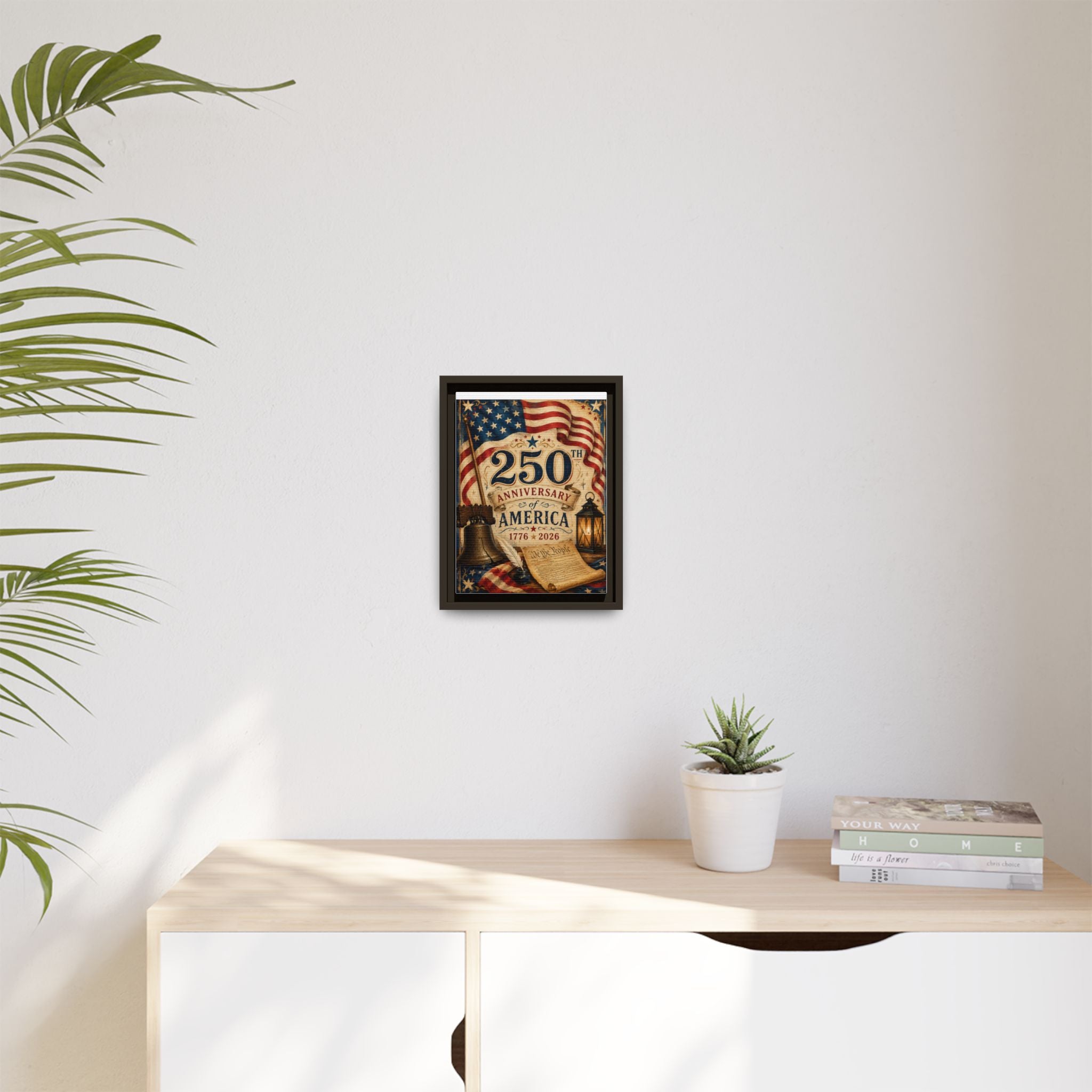 250th Anniversary of America Framed Canvas Print — Patriotic 1776–2026 Wall Art