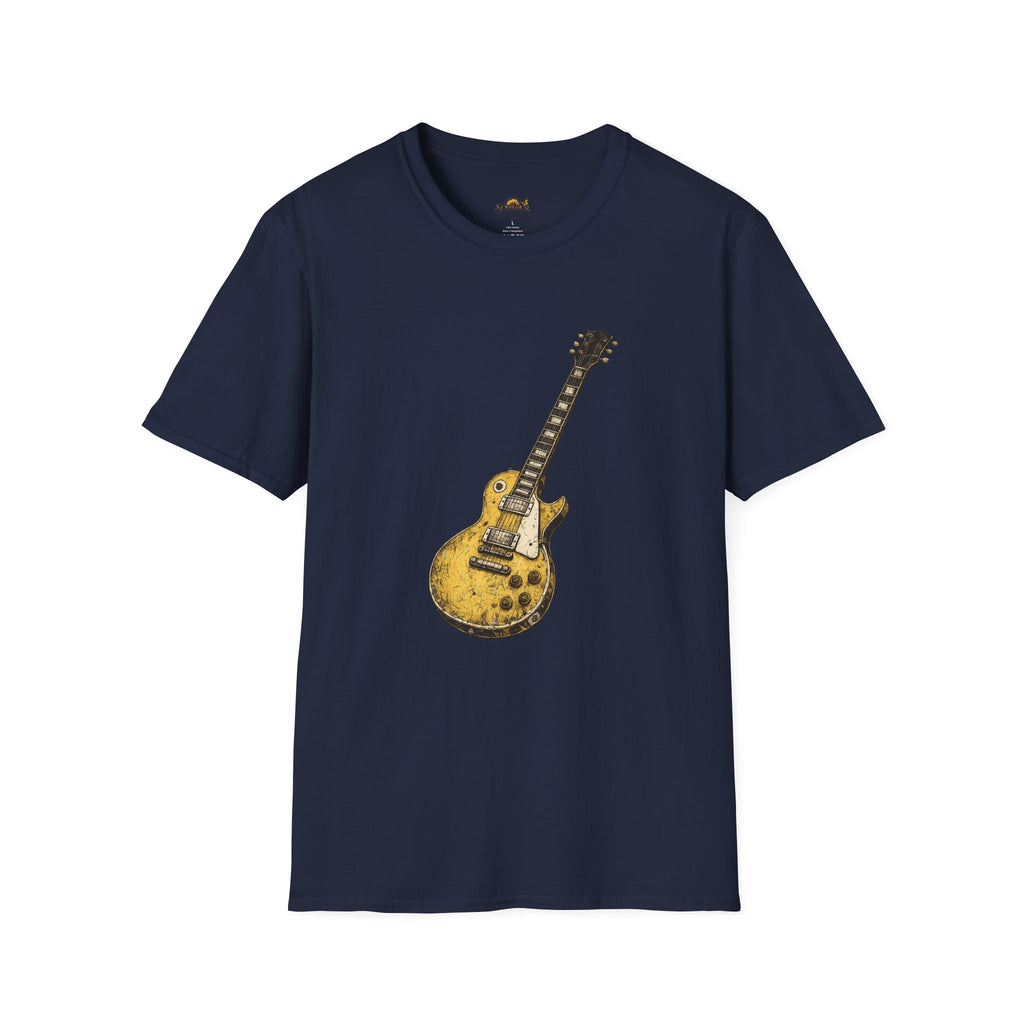 Guitar Illustration T-Shirt — Vintage Les Paul Graphic Tee for Music Lovers