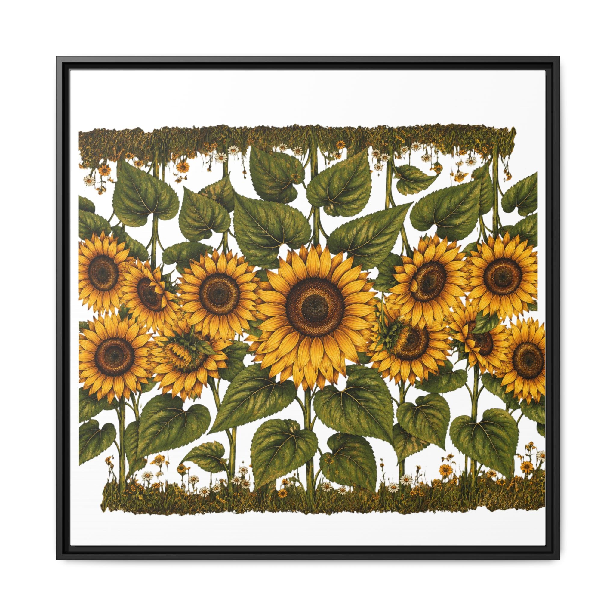 Framed Sunflower Canvas Print — Matte Floral Wall Art