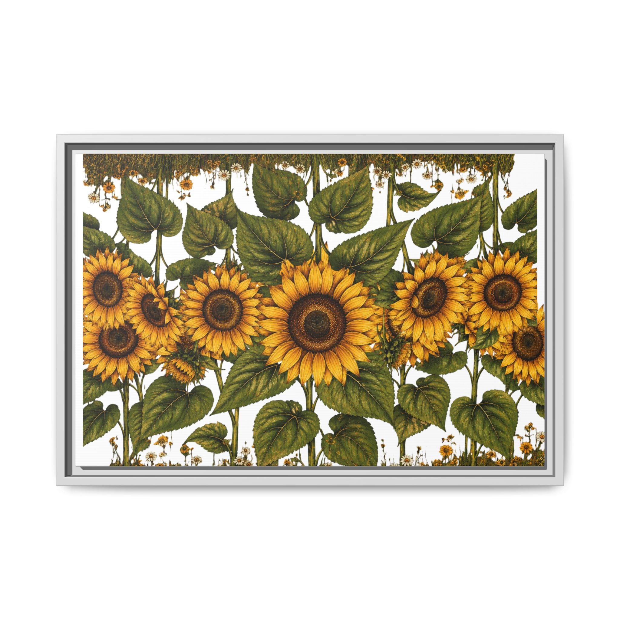 Framed Sunflower Canvas Print — Matte Floral Wall Art