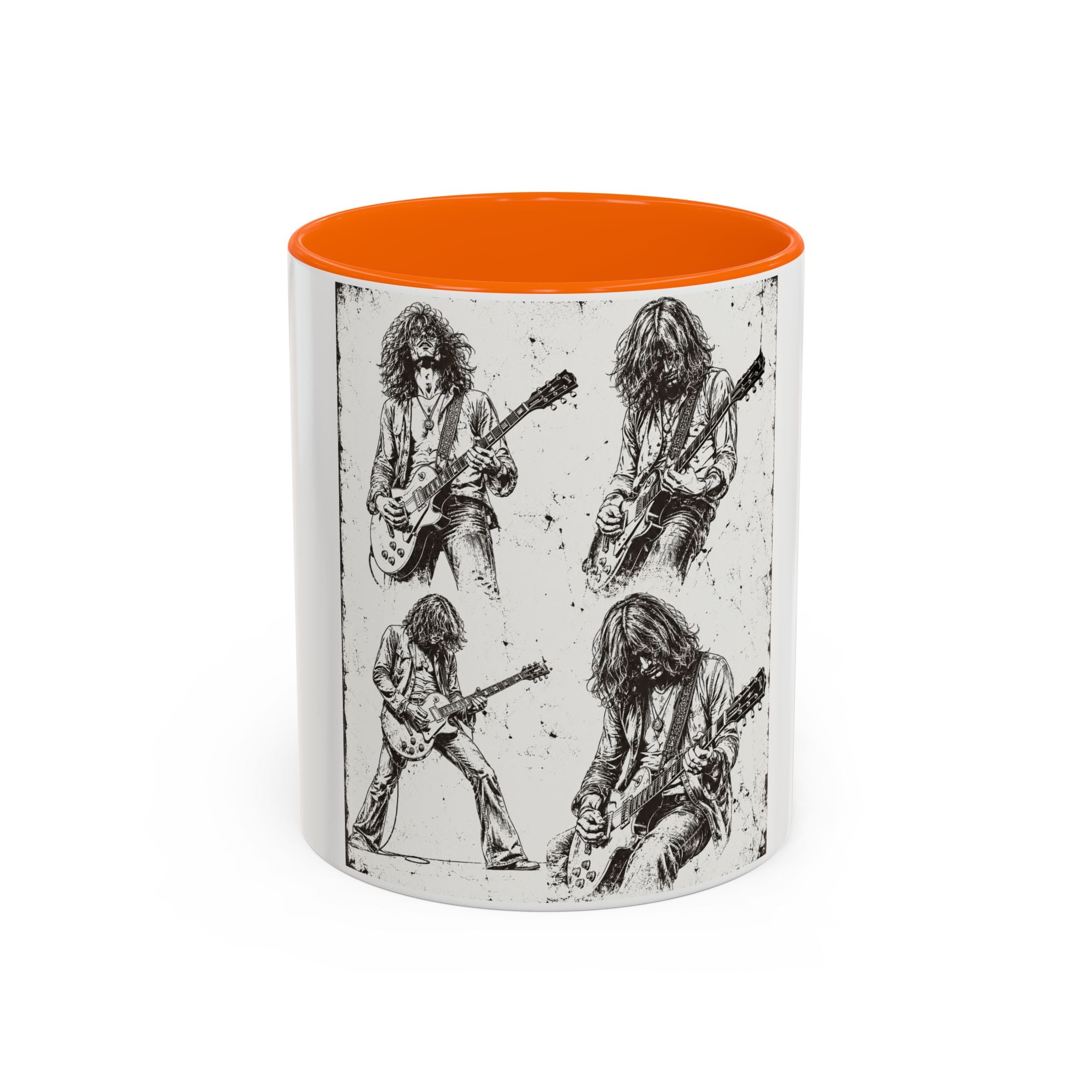 Rock Guitarist Sketch Accent Coffee Mug — Vintage Band Art 11/15oz
