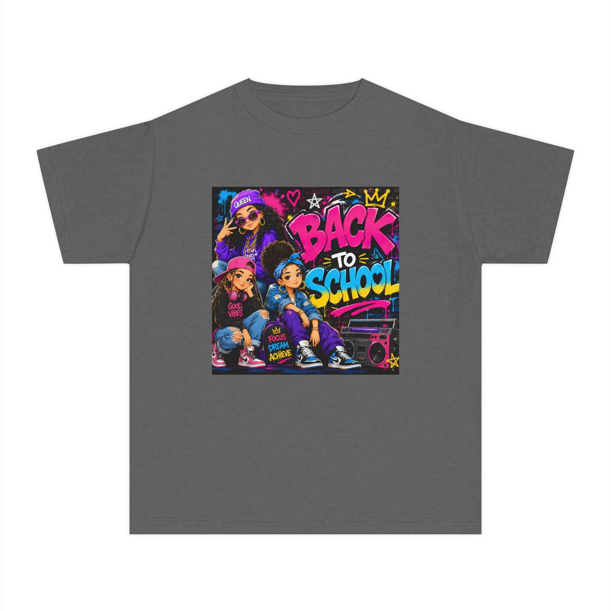 Back to School Youth Tee — Retro Hip-Hop Graphic with Custom Name