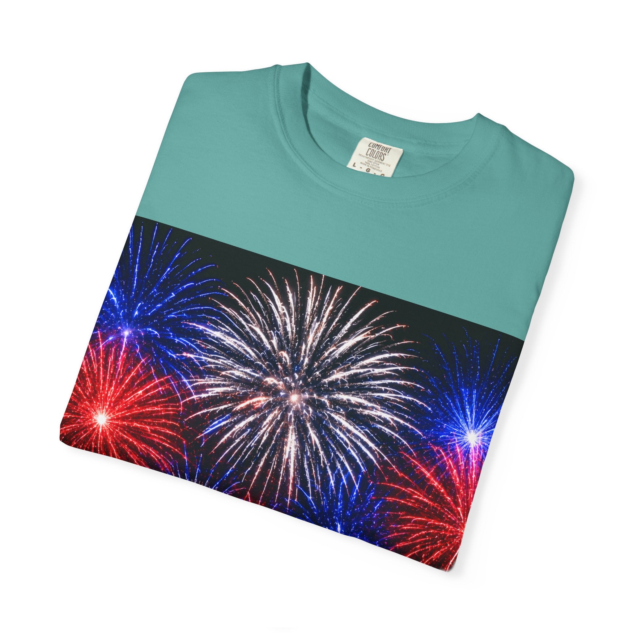 Fireworks Celebration T-Shirt — Red, White & Blue Festival Graphic