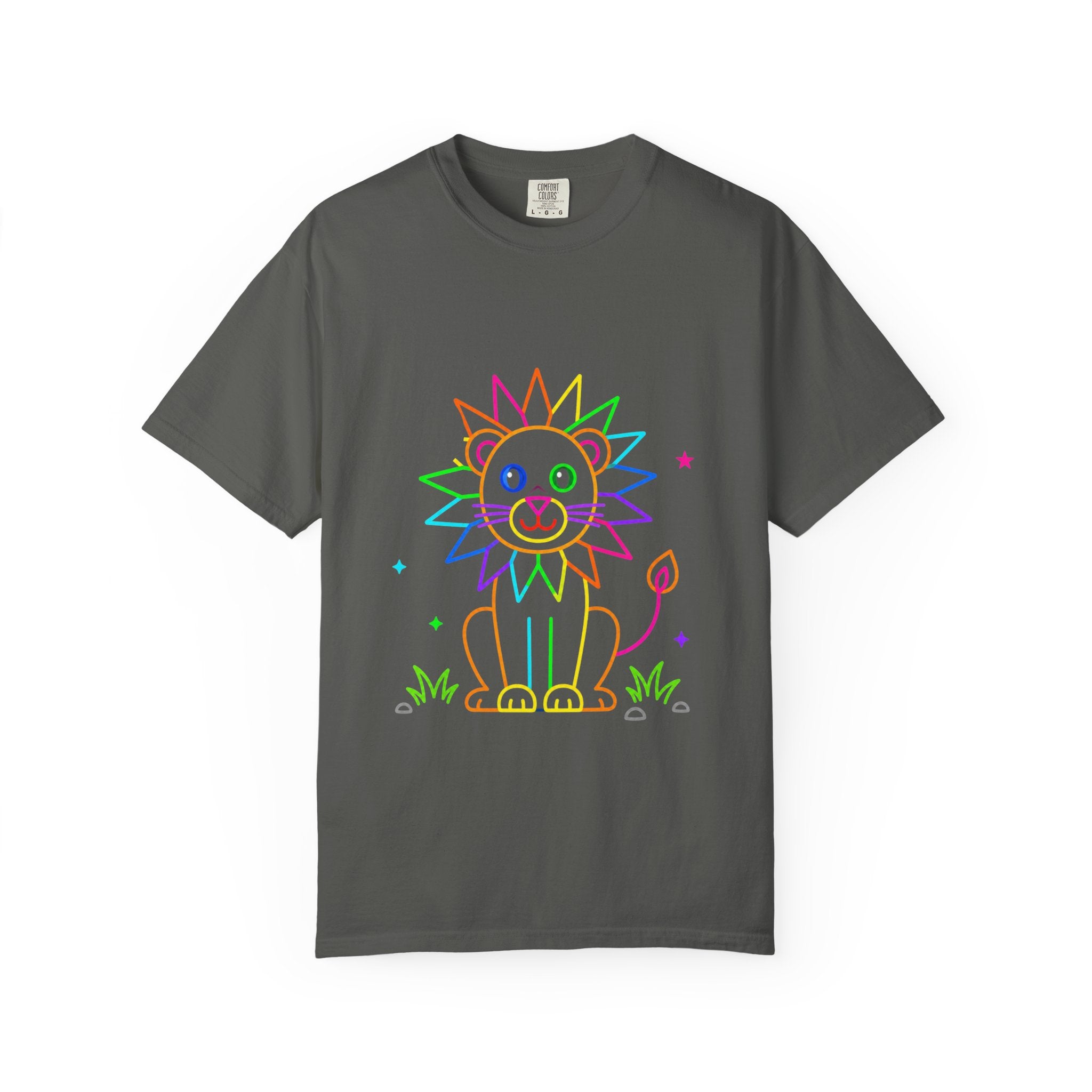 Rainbow Line Art Lion T-Shirt — Cute Kids Graphic Tee