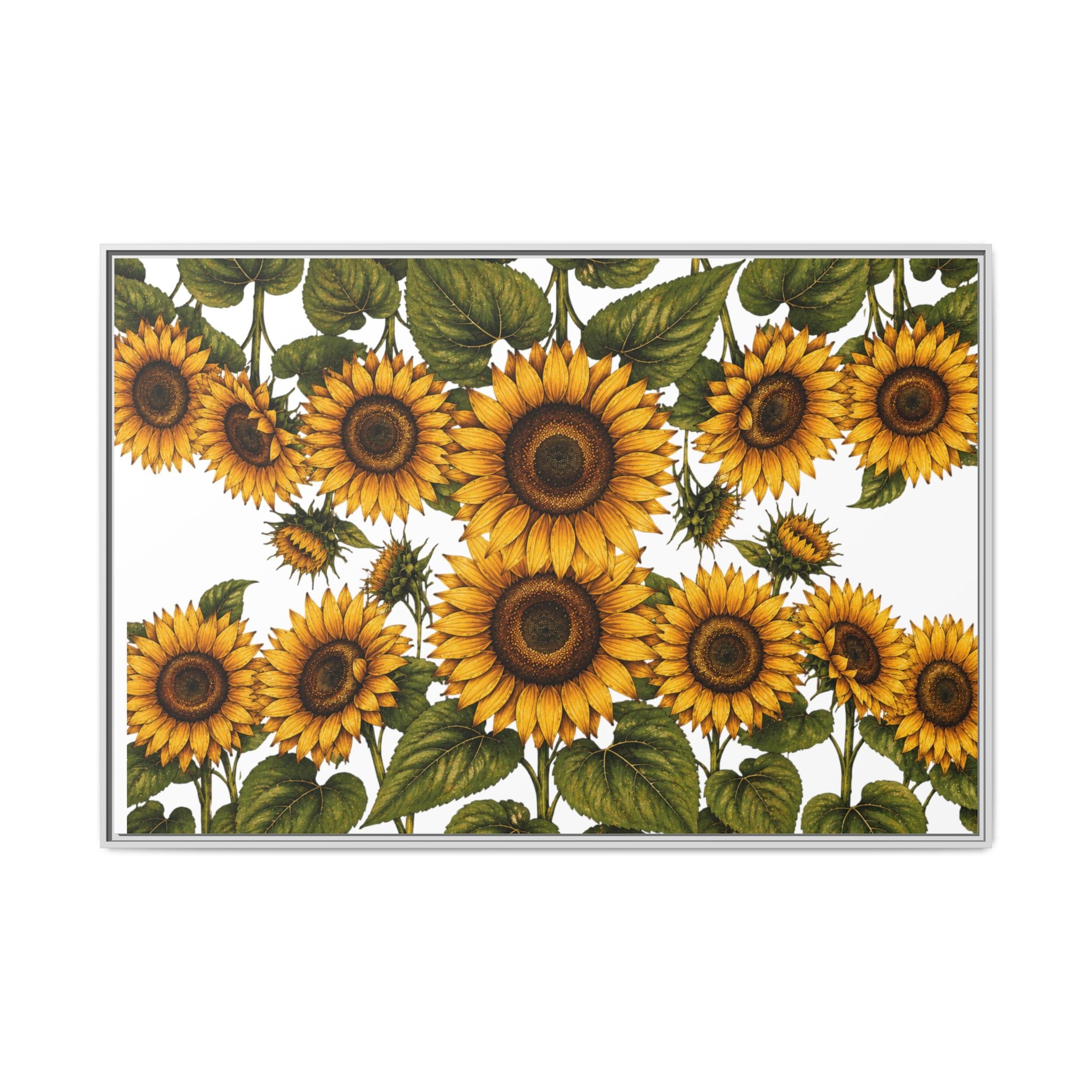 Framed Sunflower Canvas Print — Matte Floral Wall Art
