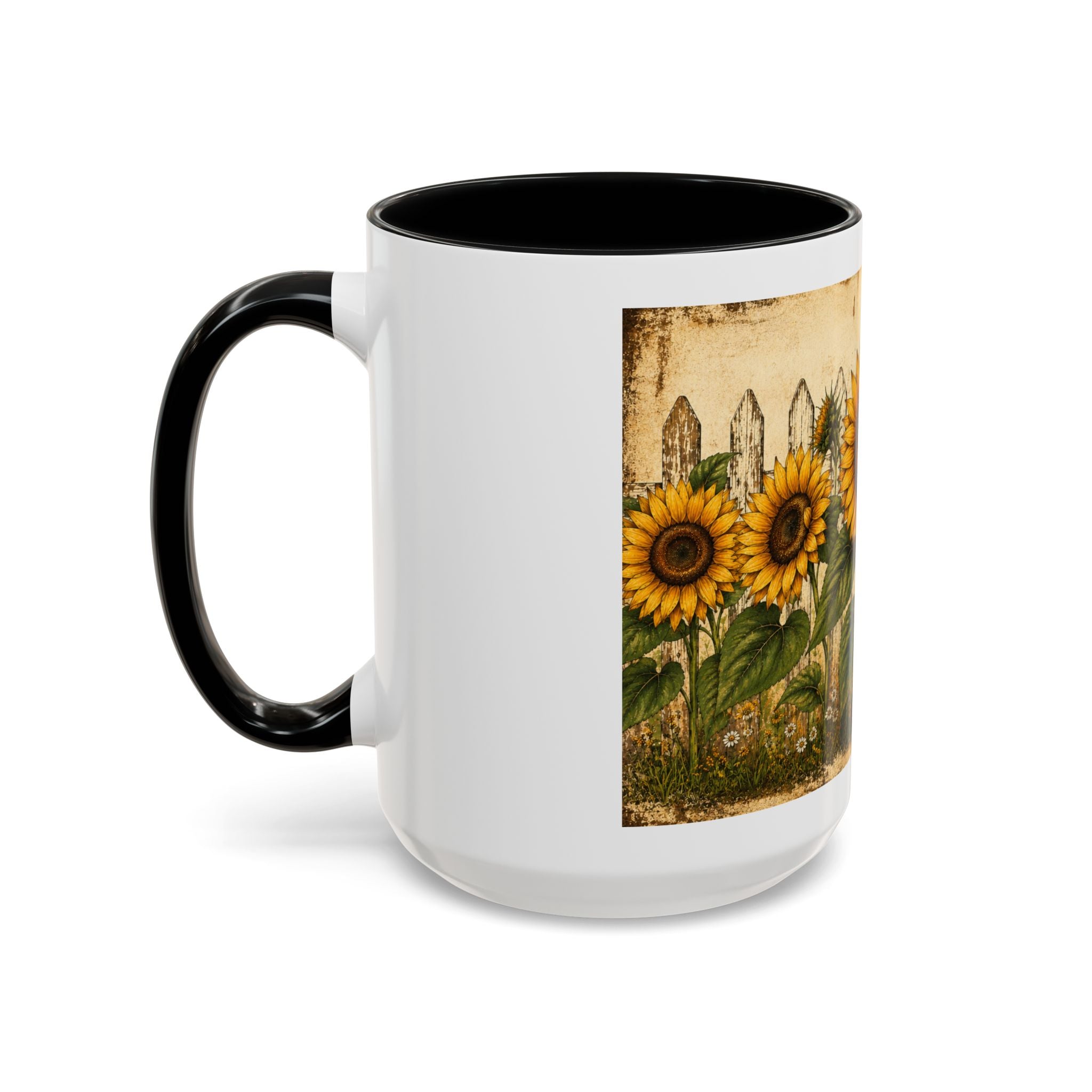 Sunflower Garden Coffee Mug — Vintage Farmhouse Floral Accent Mug
