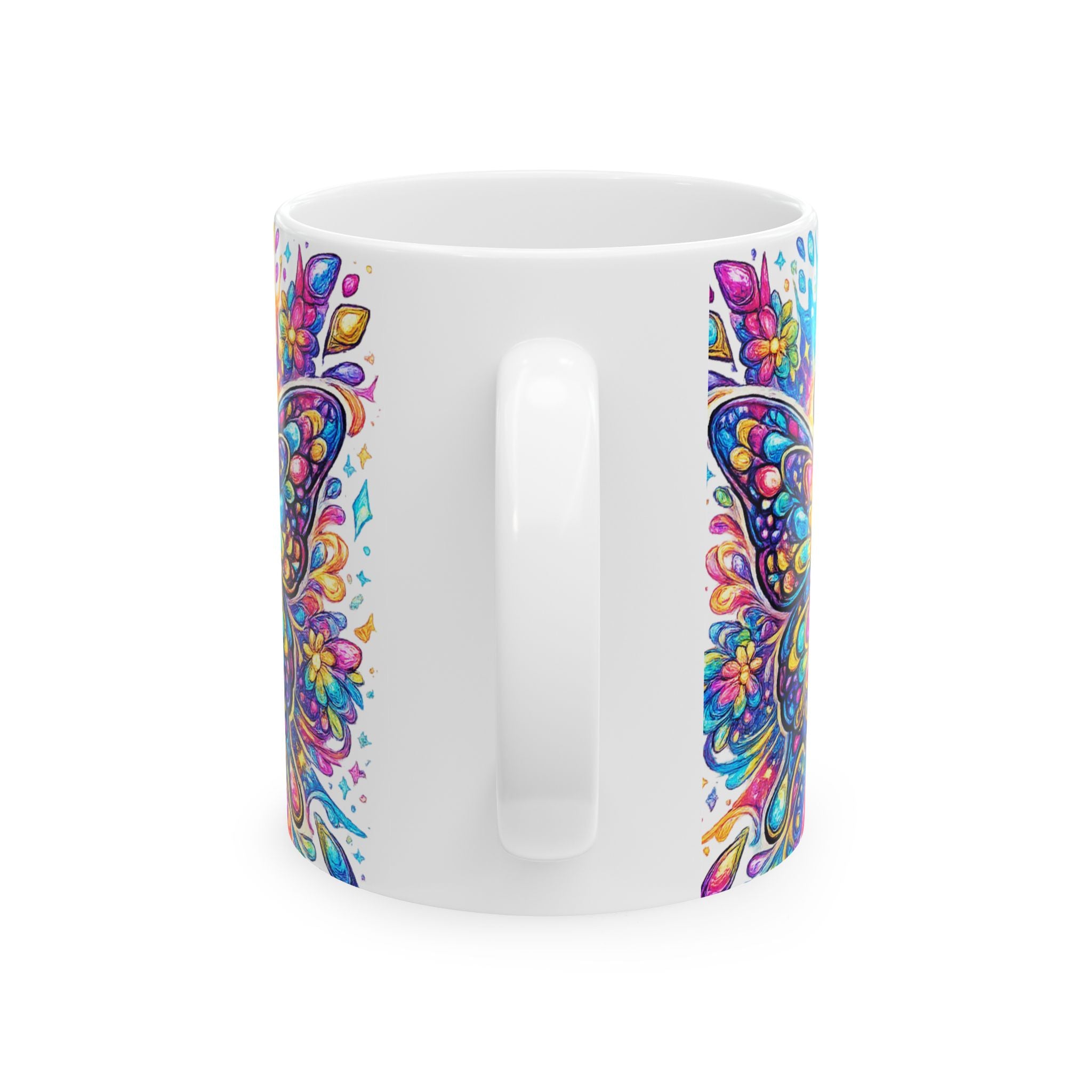 Colorful Butterfly Ceramic Mug — Vibrant Floral Boho 11oz/15oz