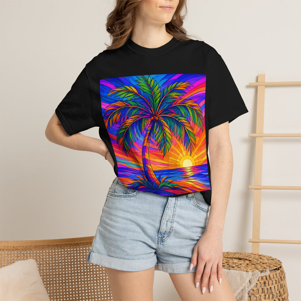 Sunset Palm T-Shirt — Vibrant Tropical Beach Tee