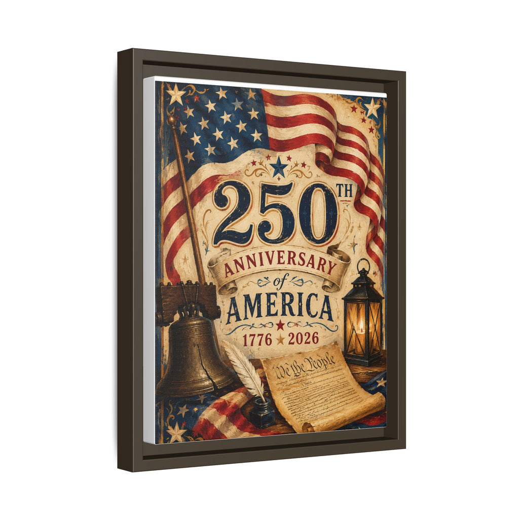 250th Anniversary of America Framed Canvas Print — Patriotic 1776–2026 Wall Art