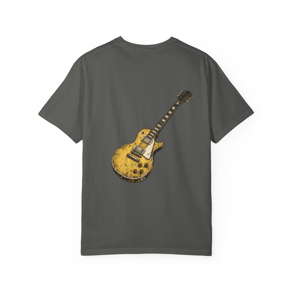 Vintage Rock Guitar T-Shirt — Grunge Band Photo & Les Paul Back Print
