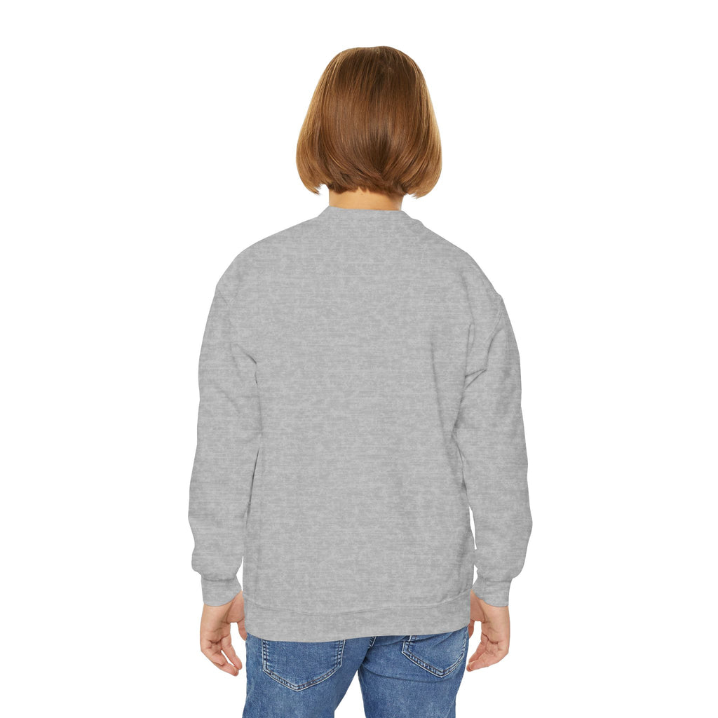Youth Crewneck Sweatshirt — "Smart, Strong & Brave" Colorful Skateboard Graphic