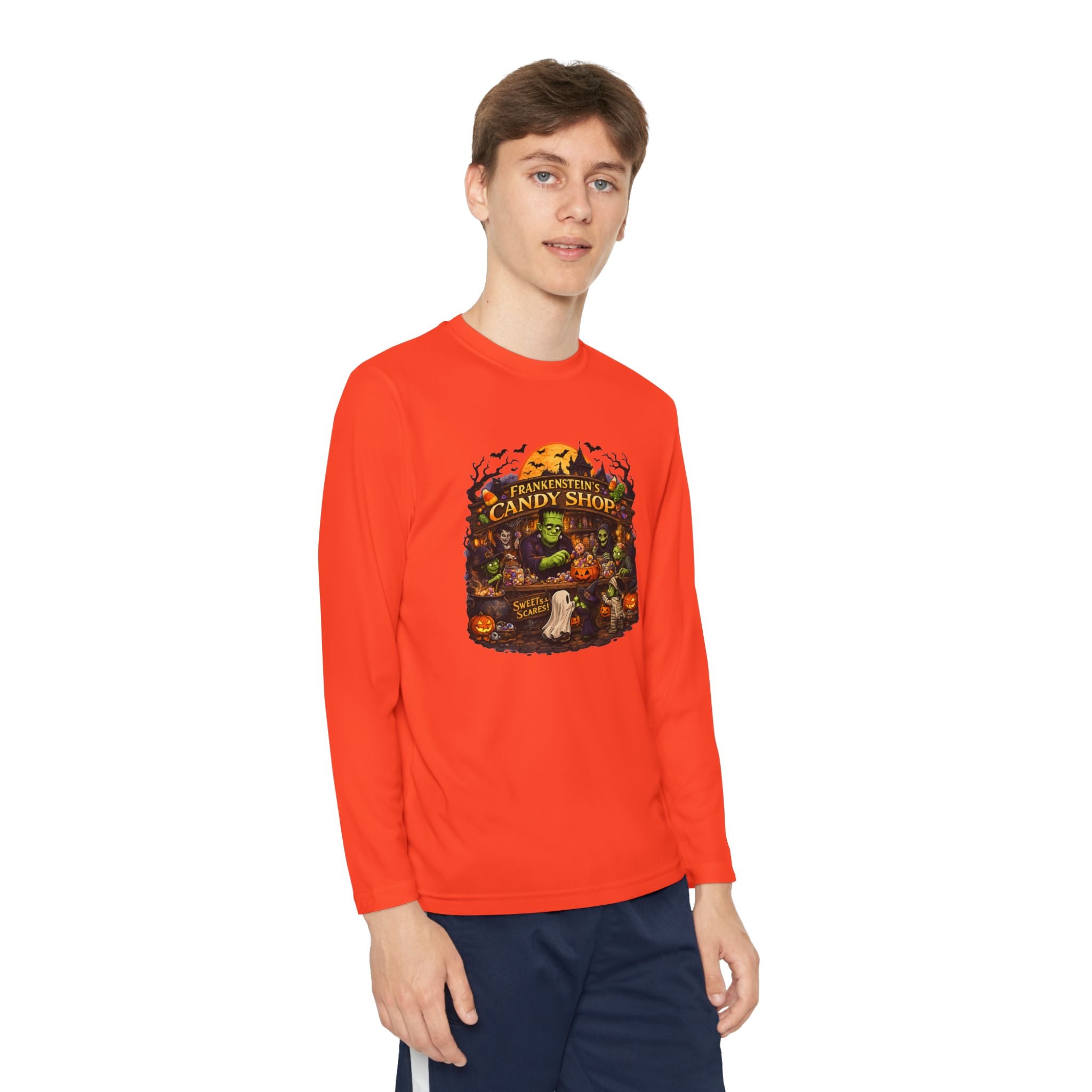 Youth Long Sleeve Tee — Halloween Candy Shop Graphic