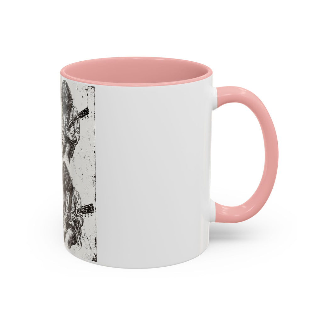 Rock Guitarist Sketch Accent Coffee Mug — Vintage Band Art 11/15oz