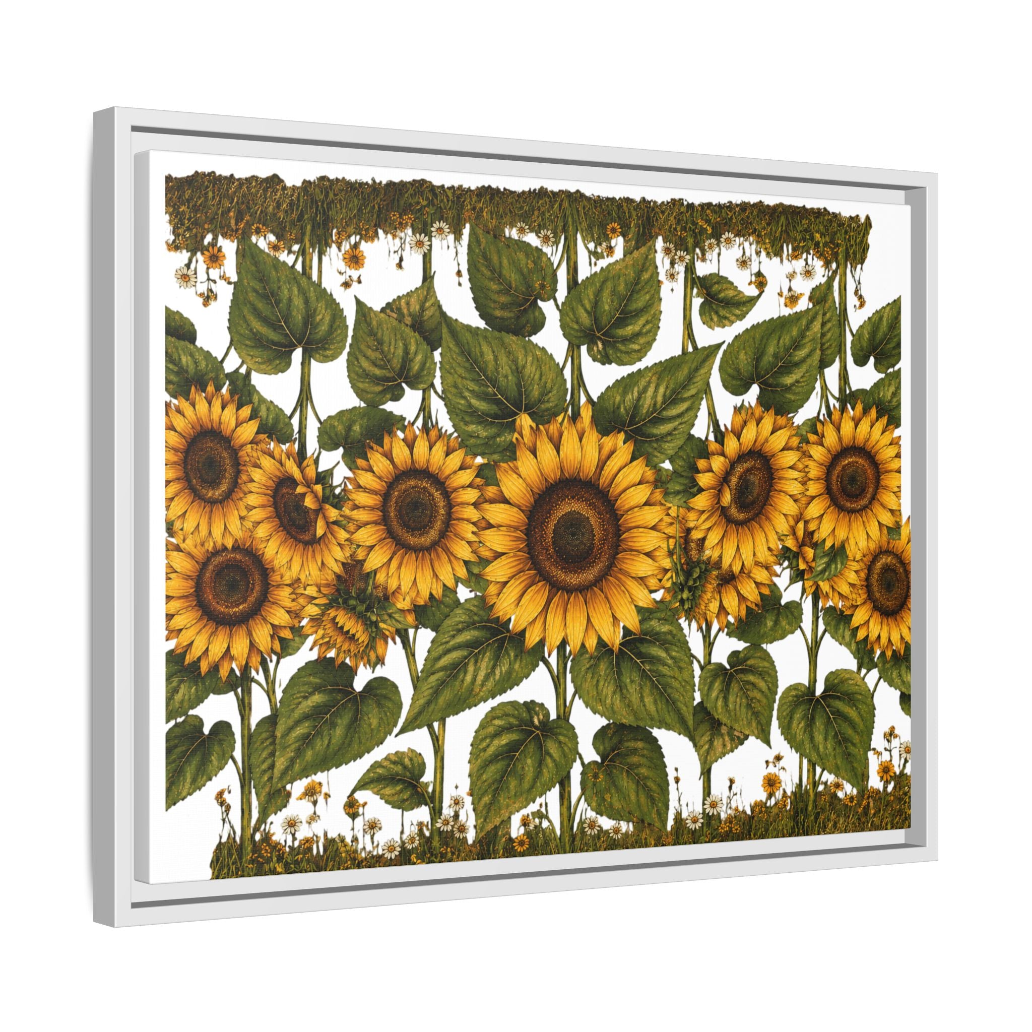 Framed Sunflower Canvas Print — Matte Floral Wall Art