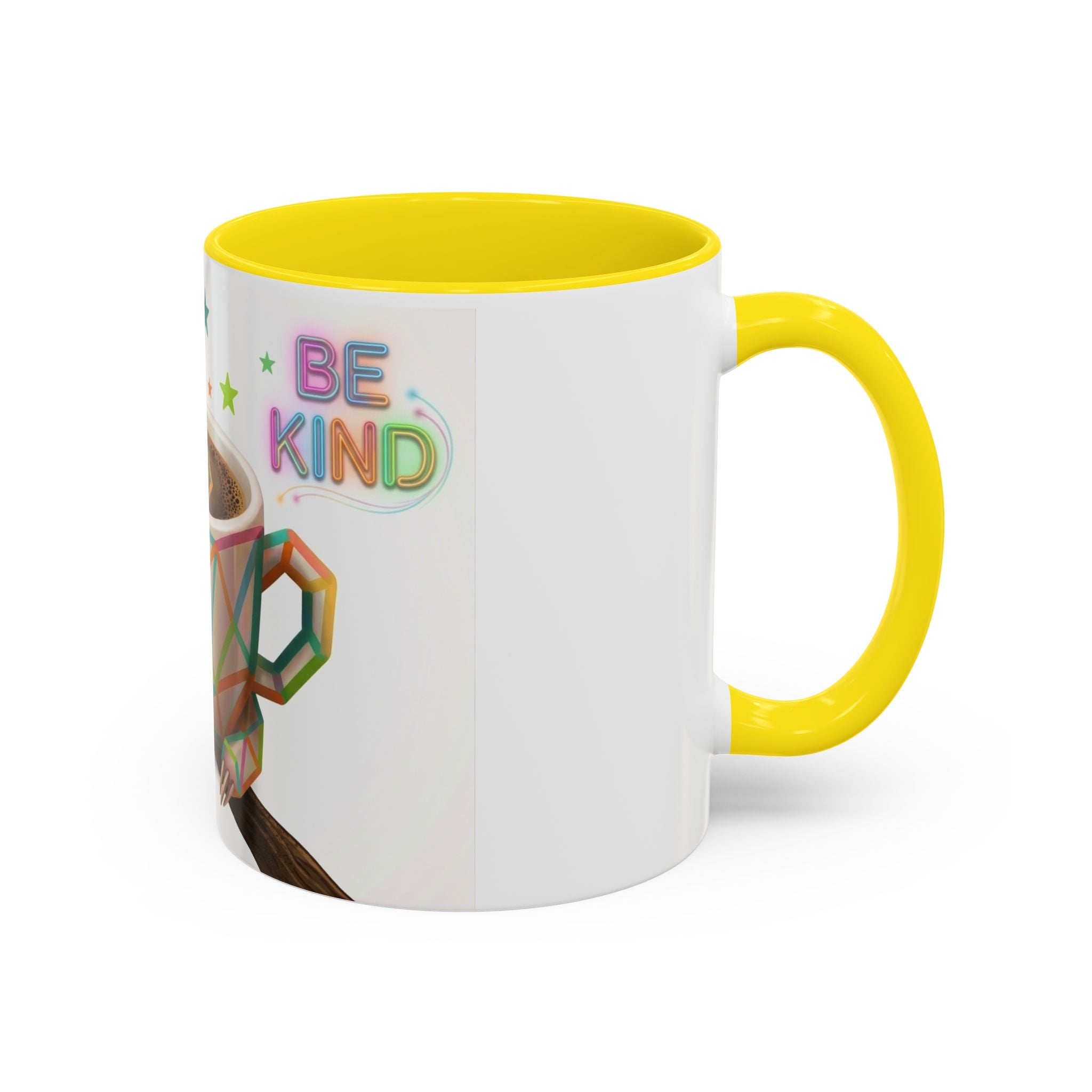 Be Kind Sloth Coffee Mug — Colorful Accent Ceramic Cup (11/15oz)