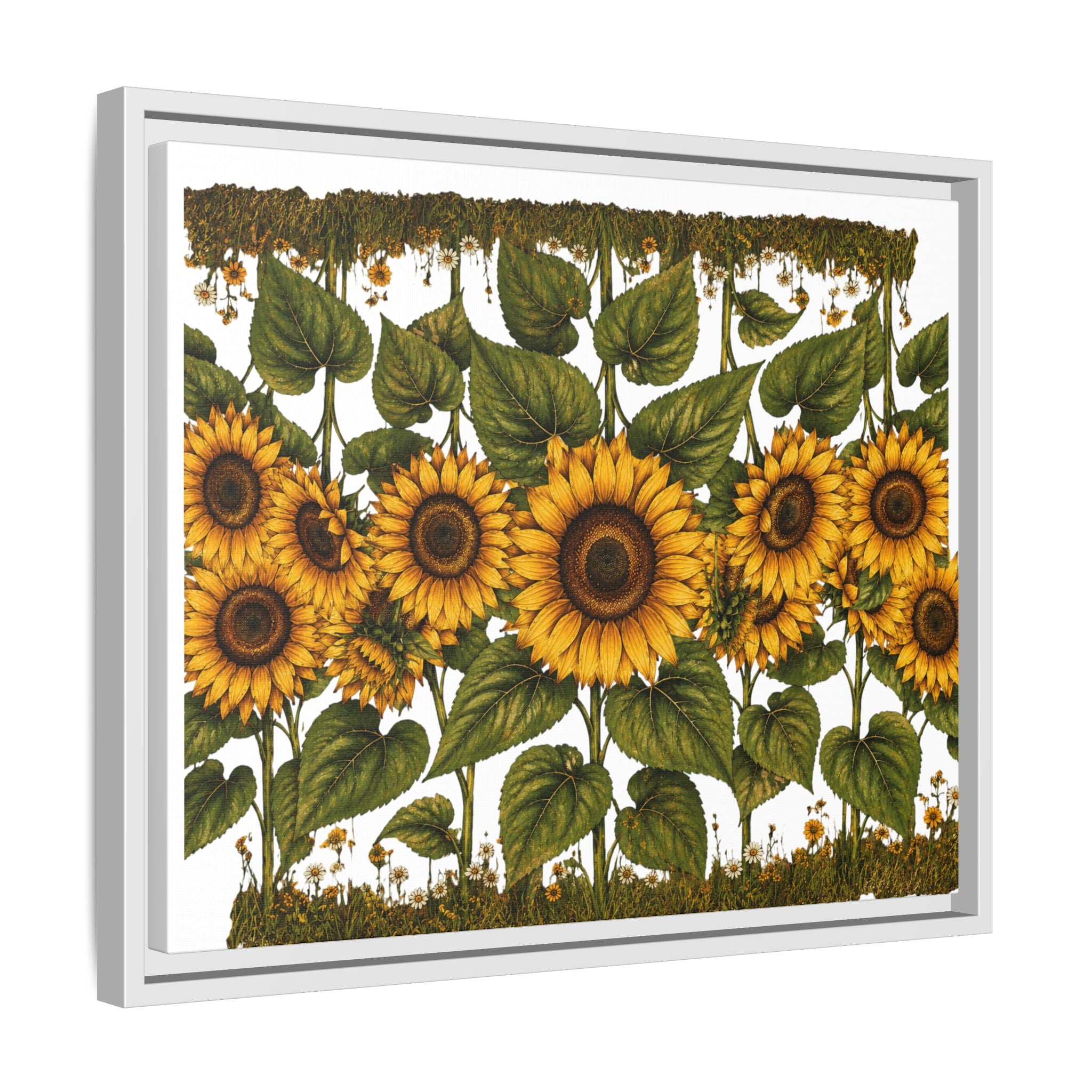 Framed Sunflower Canvas Print — Matte Floral Wall Art