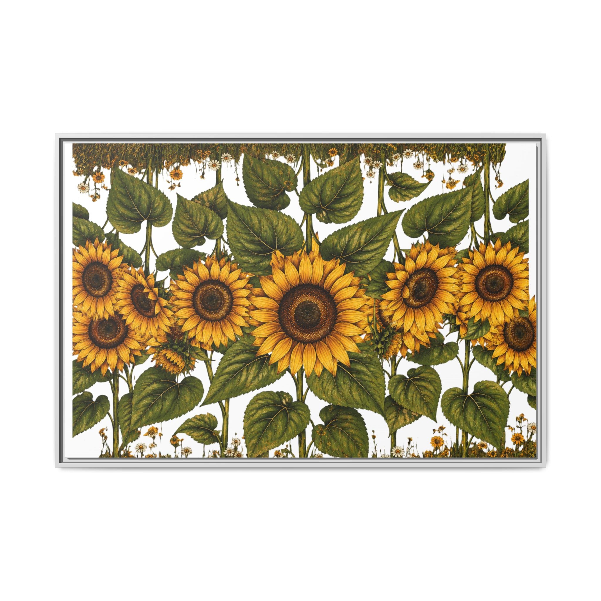 Framed Sunflower Canvas Print — Matte Floral Wall Art