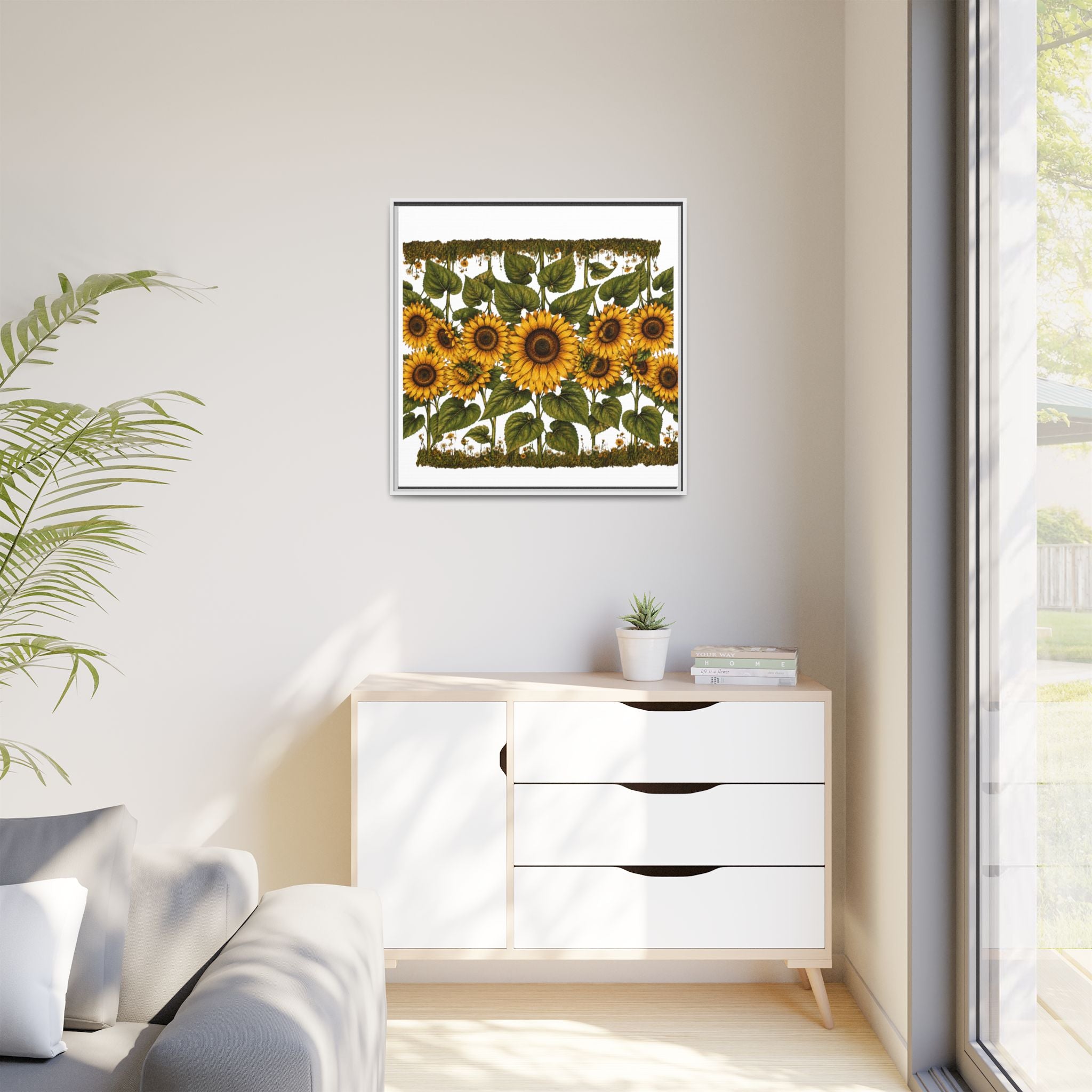 Framed Sunflower Canvas Print — Matte Floral Wall Art