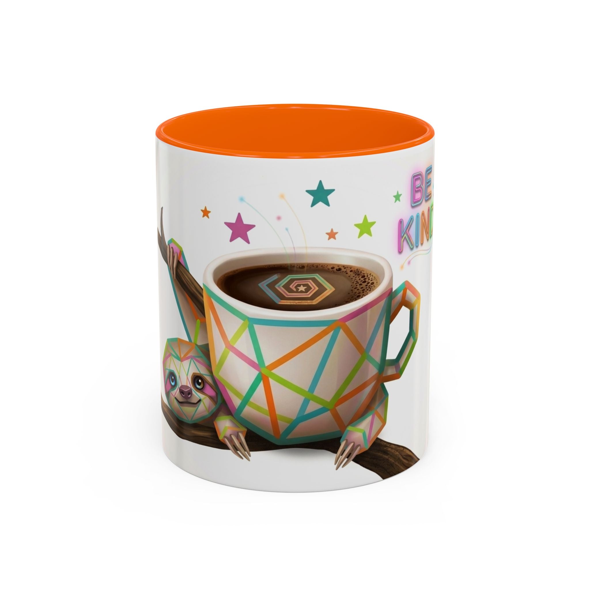 Be Kind Sloth Coffee Mug — Colorful Accent Ceramic Cup (11/15oz)
